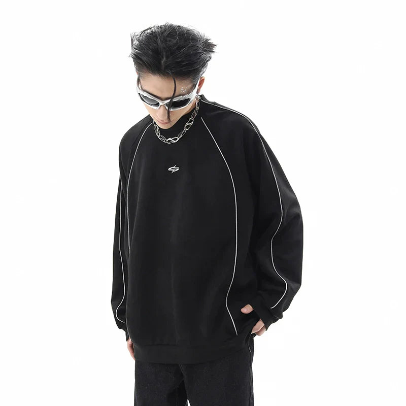 Reflective Suede Oversize Pullover Sweatshirt