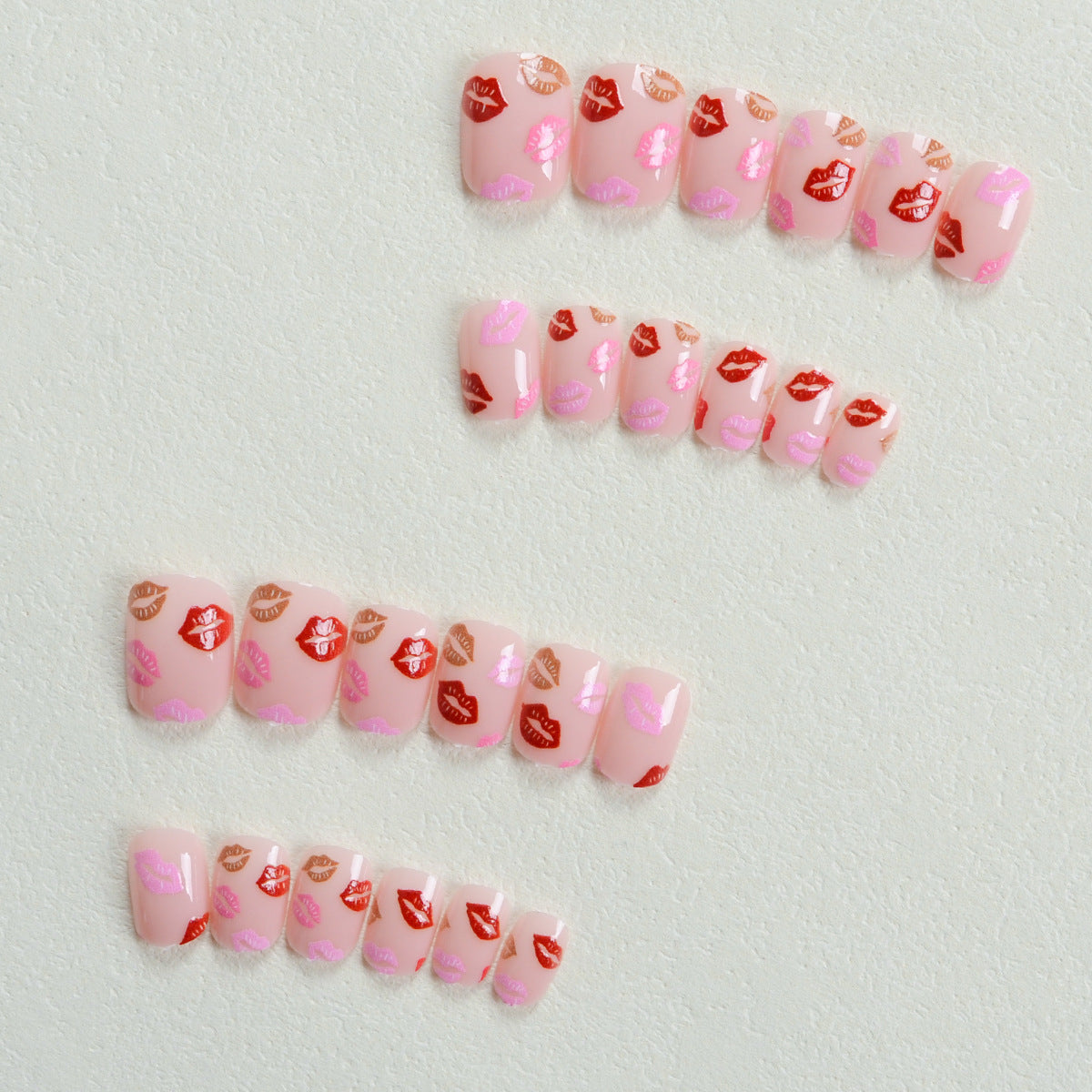 Europe and the United States wear nails Valentine's Day series wear nail art cute cartoon color lip nail patches fake nail pieces