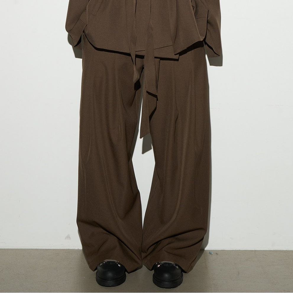 Wrap Tie Waist Tailored Jacket & Wide Leg Trousers Setup