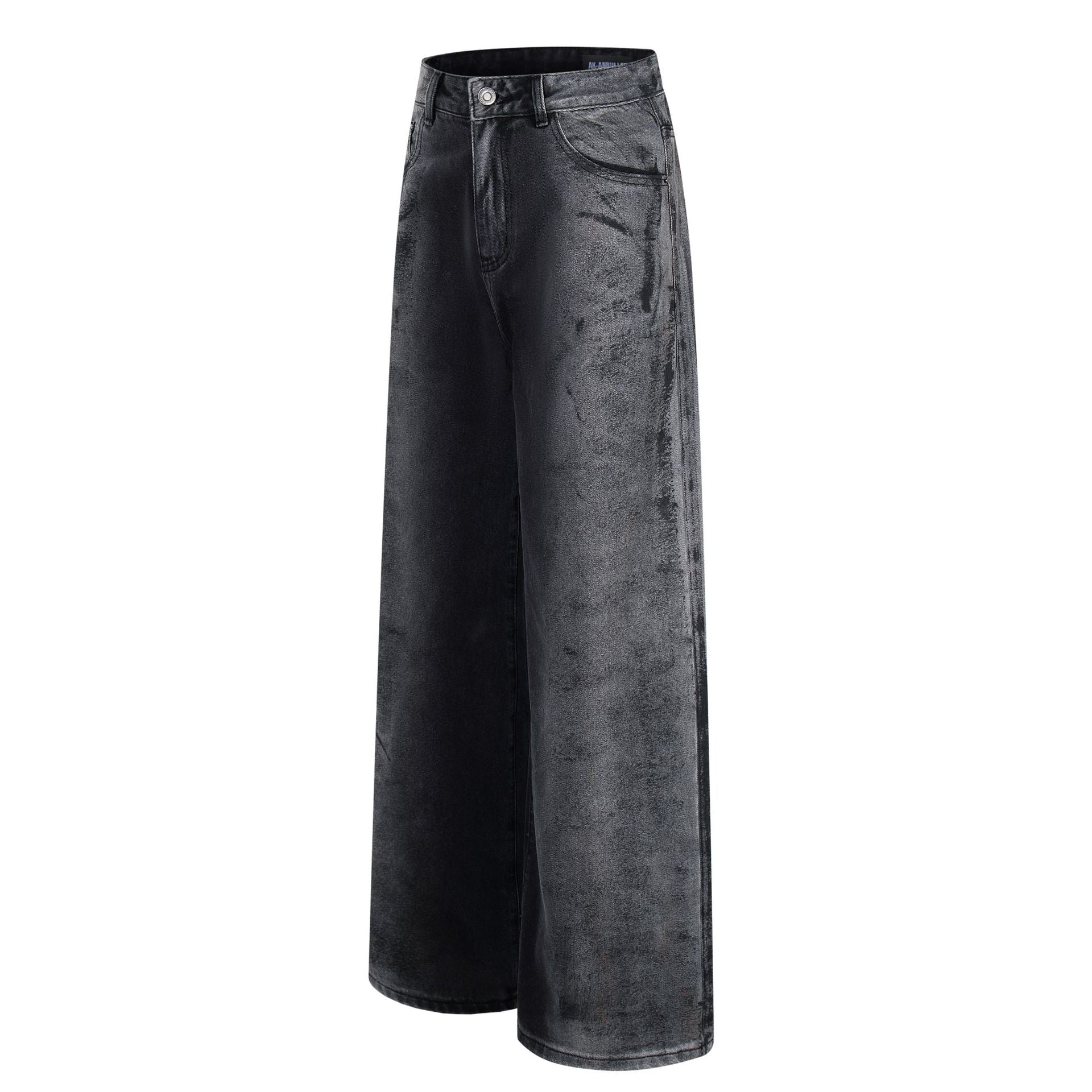 Washed Wide Leg Denim Jeans
