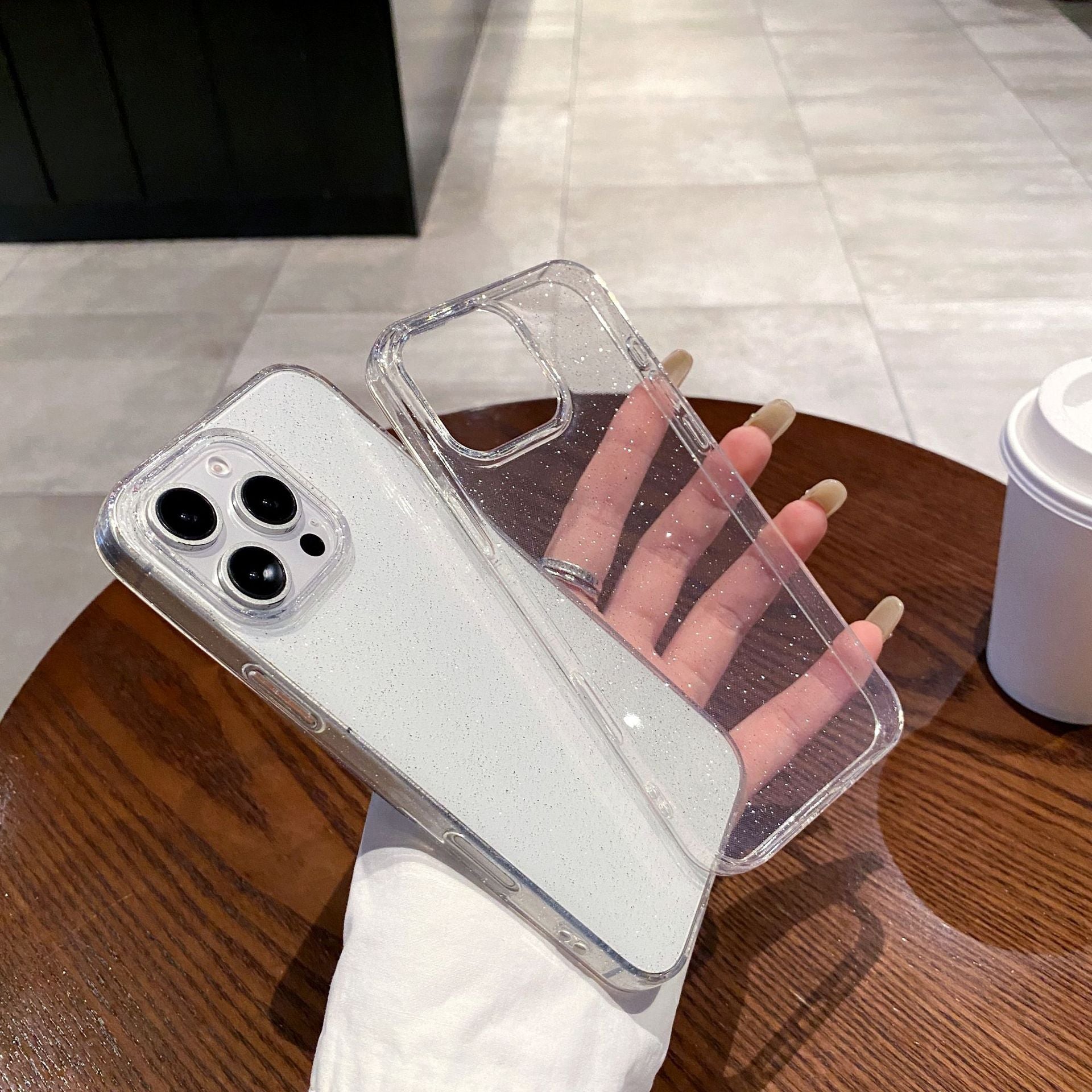 Transparent Fine  Simple Glitter Case