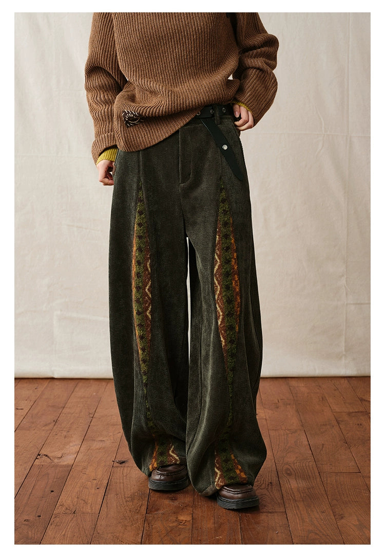 Boho Corduroy Wide-Leg Pants