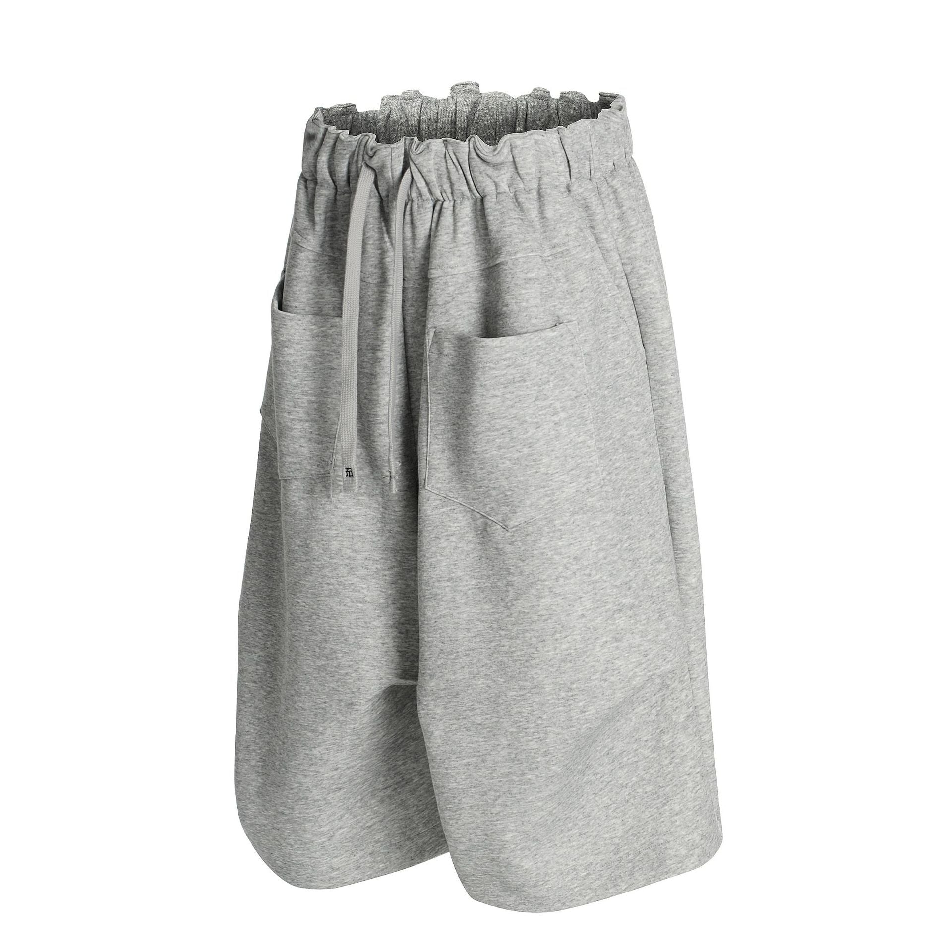 Pleats Panel Wide Leg Half Sweatpants