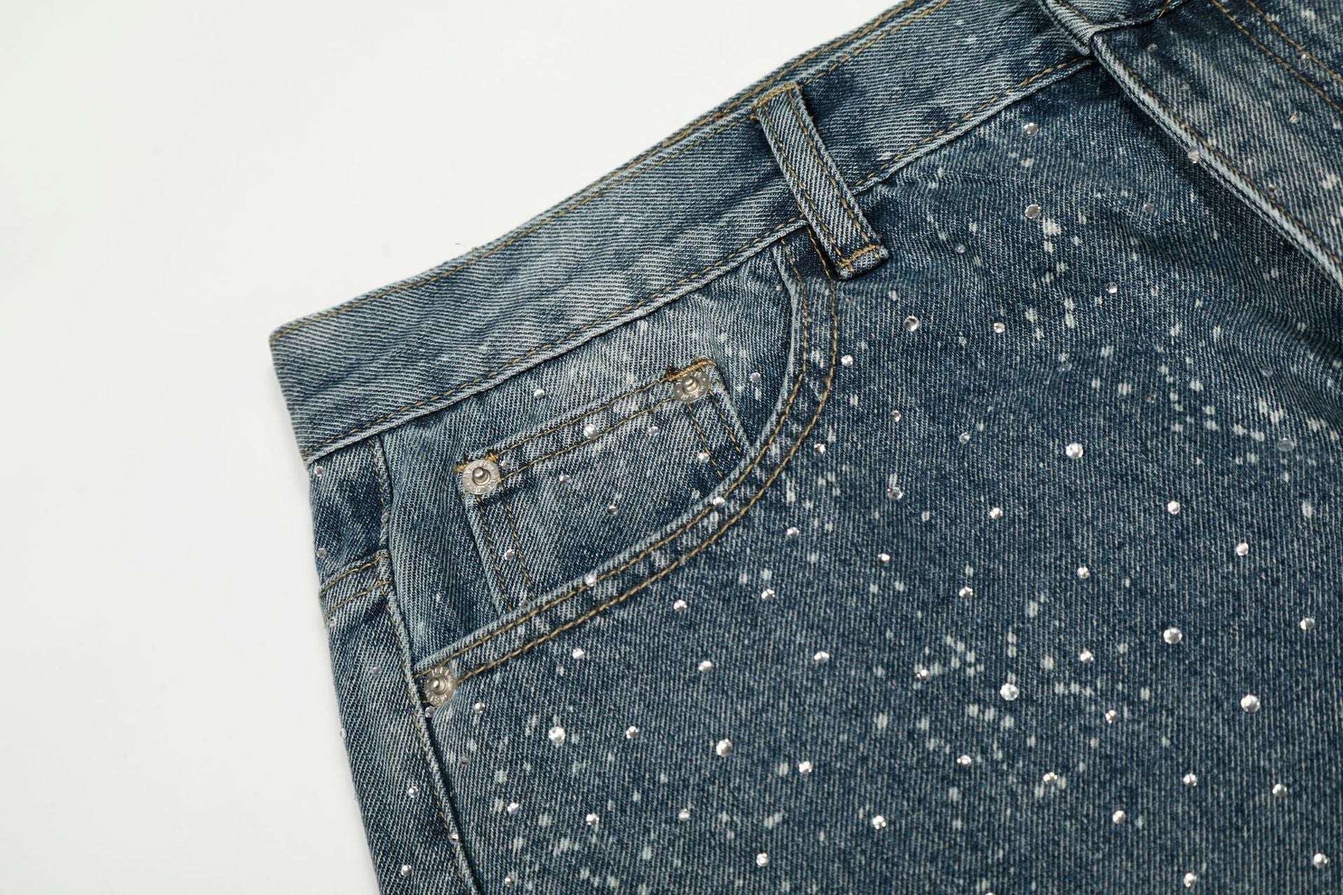 Paint Splatter Washed Wide Leg Denim Jeans