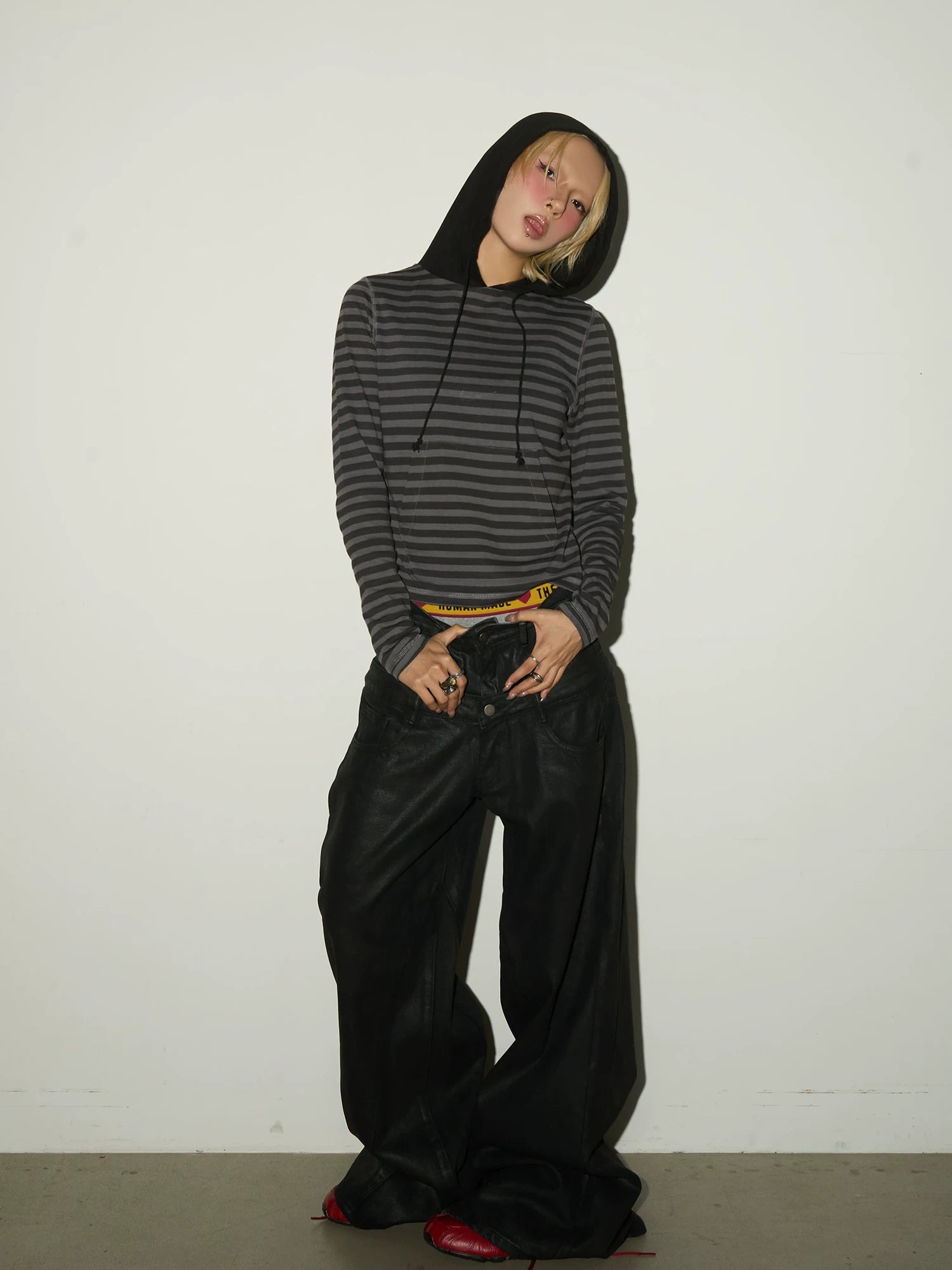 Washed Denim Jacket & Double Waist Wide Leg Denim Jeans Setup