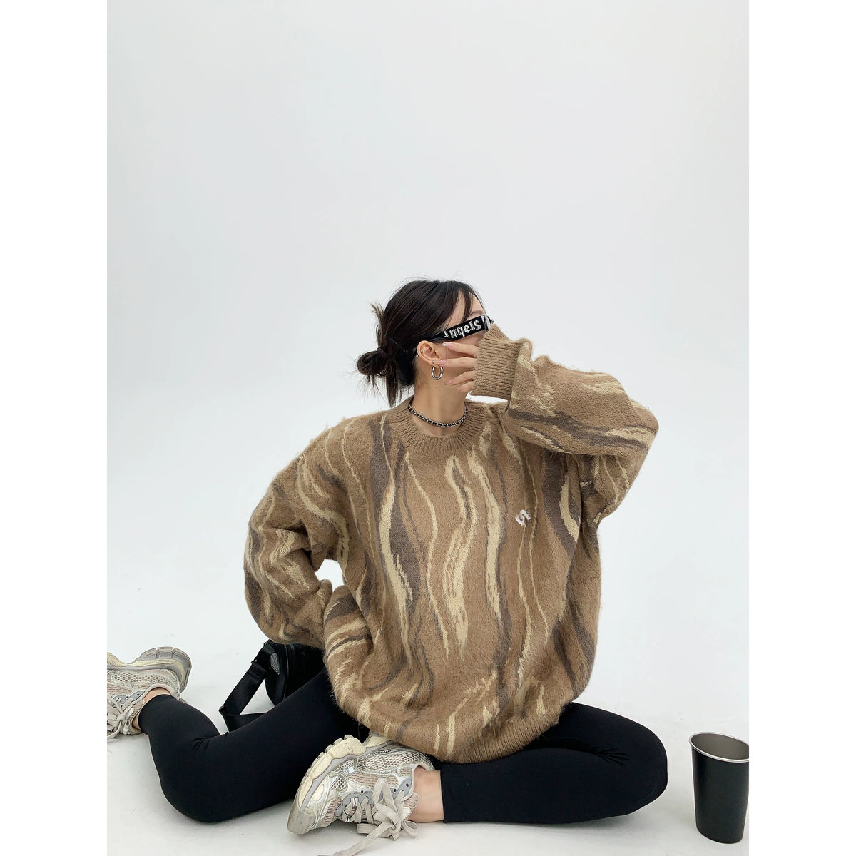 Pull oversize en maille à rayures Mrble