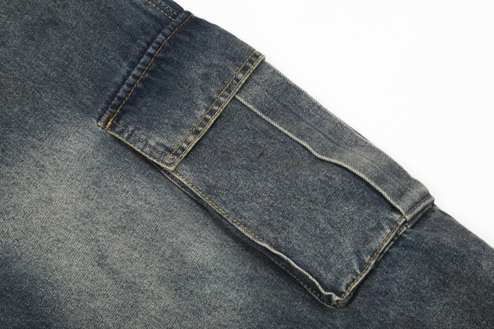 Washed Damage Cargo Pocket Denim Jort