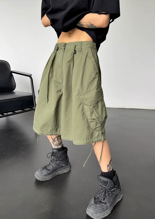 Pantalon de travail à jambes larges et grandes poches - vert / S