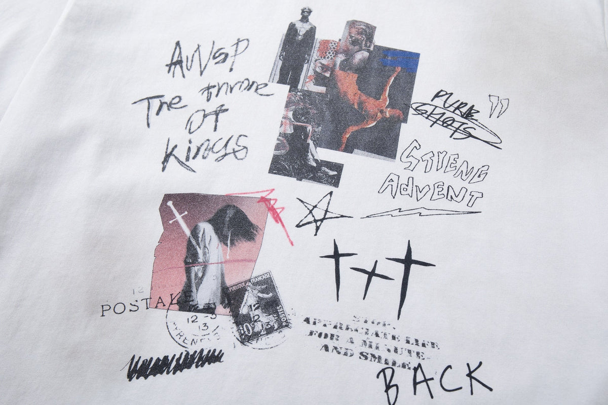 Washed Handwriting Print Short Sleeve T-Shirt