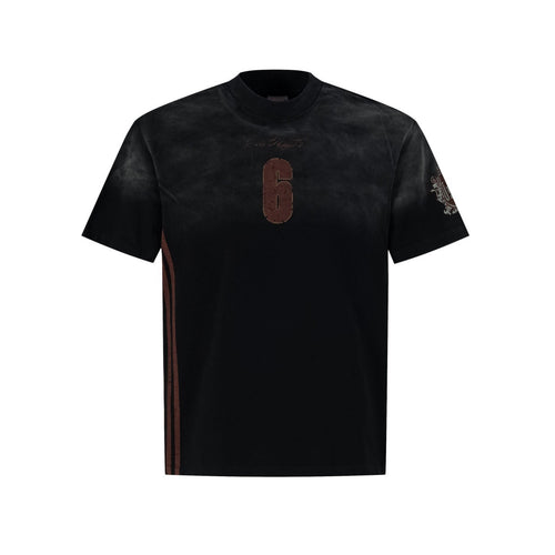 Spray Paint Number Print Short Sleeve T-Shirt - Black / S