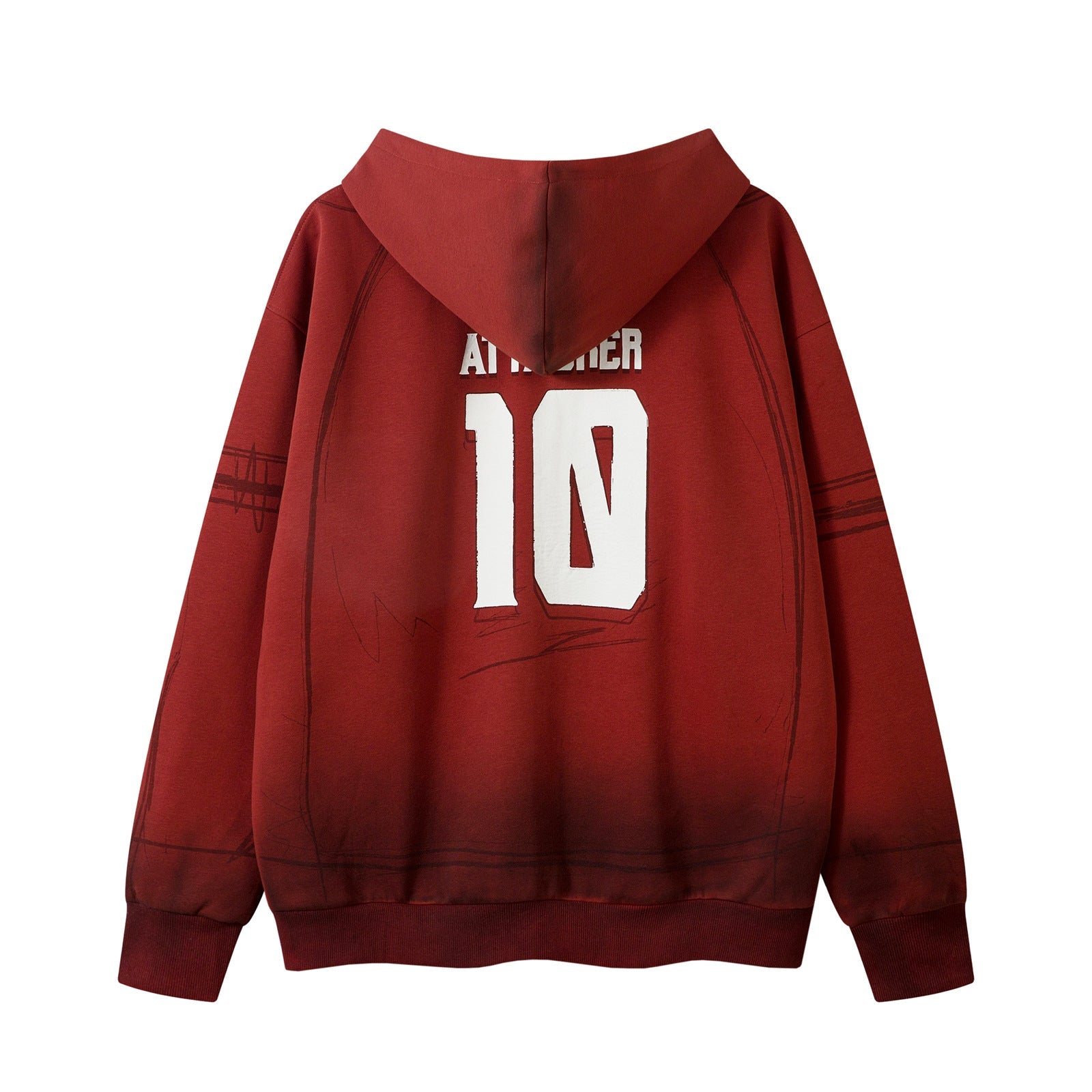 Washed Spray-Paint Letter Print Oversize Pullover Hoodie