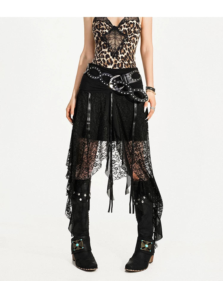 Cutout Ring PU Leather Furry Belt