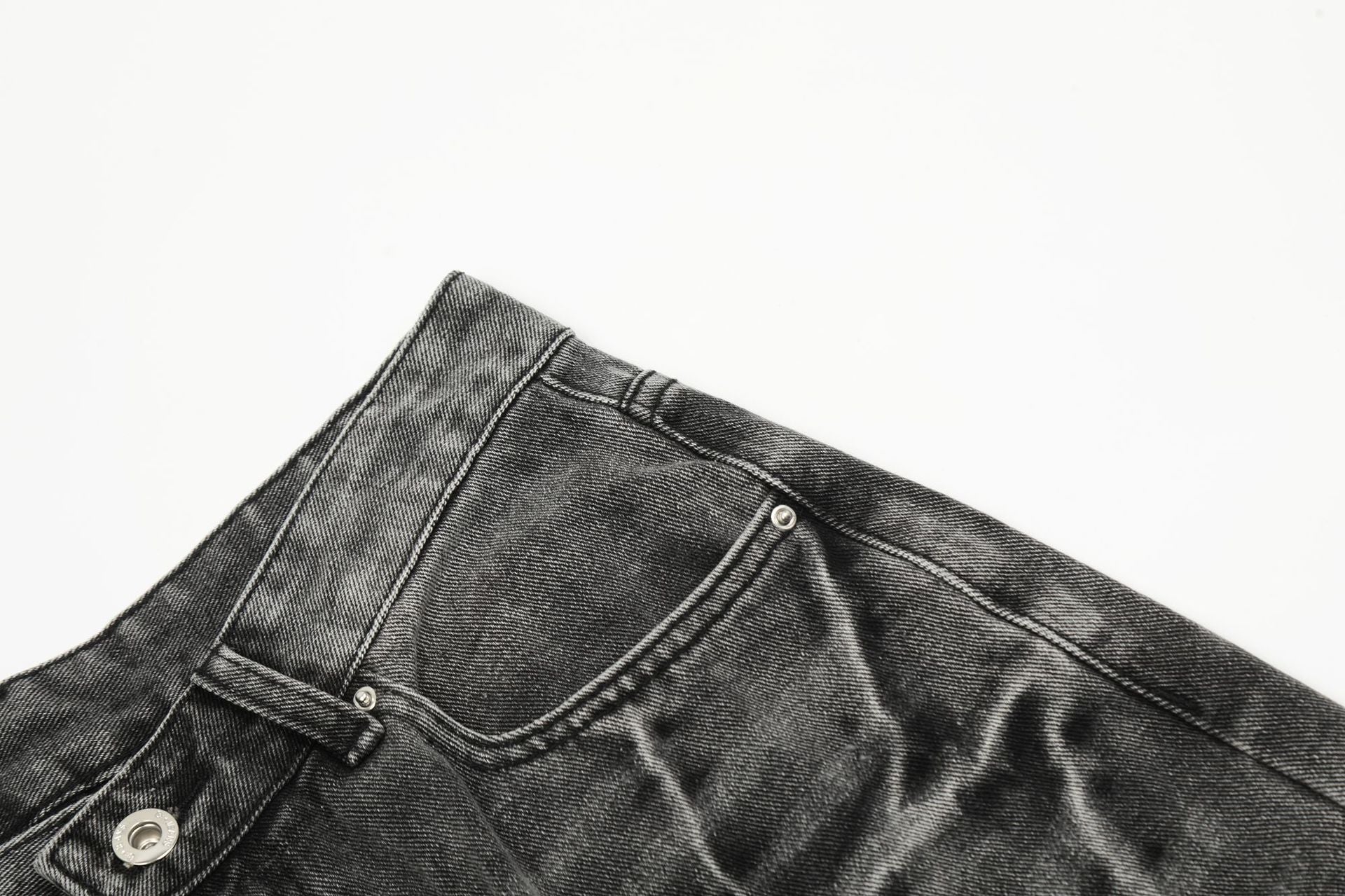 Washed Wide Leg Denim Jort