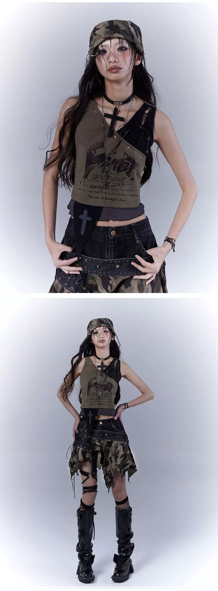 Original Design Low Saturation Print Slimming Tank Top