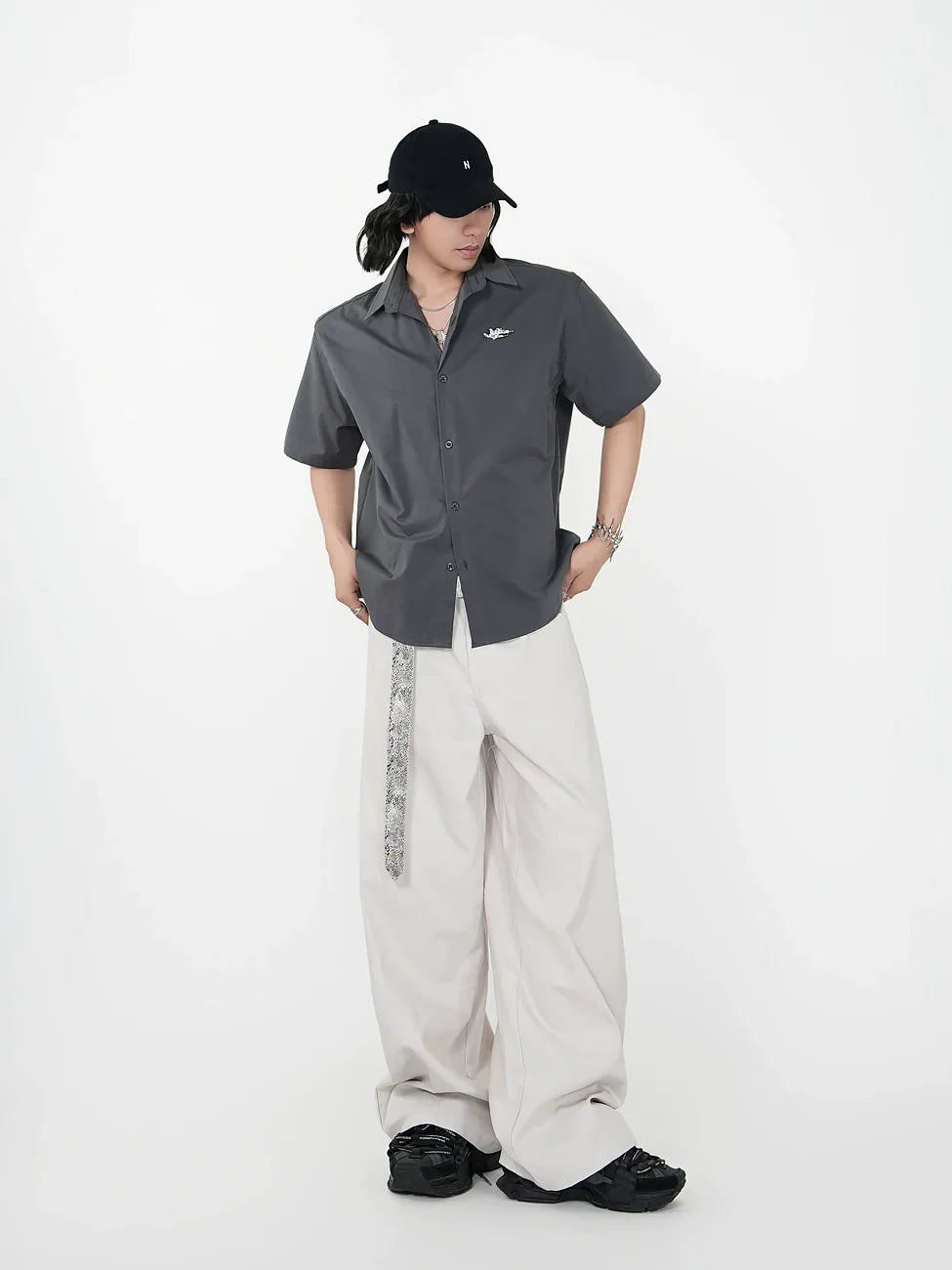 Metal Detail Short Sleeve Shirt