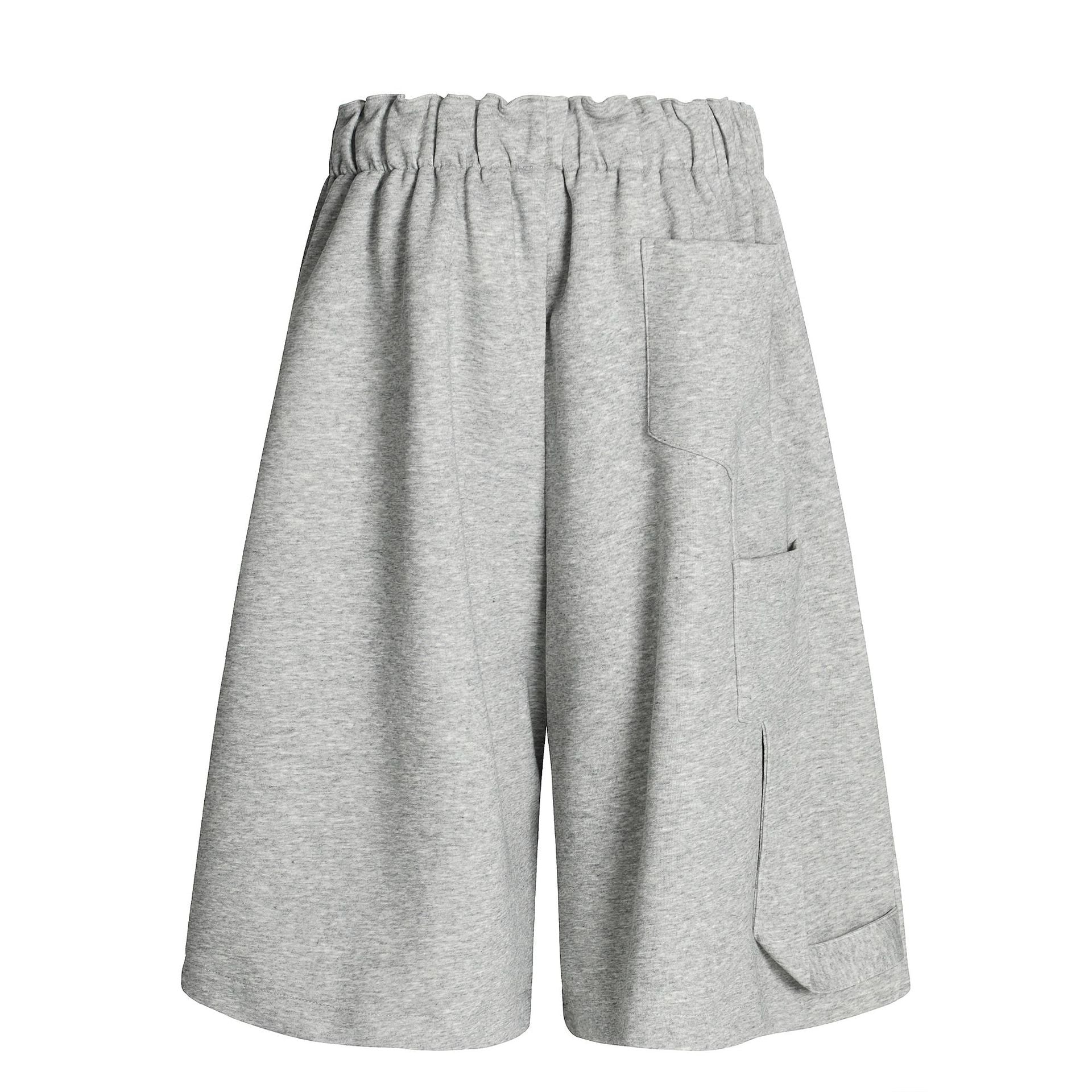 Pleats Panel Wide Leg Half Sweatpants