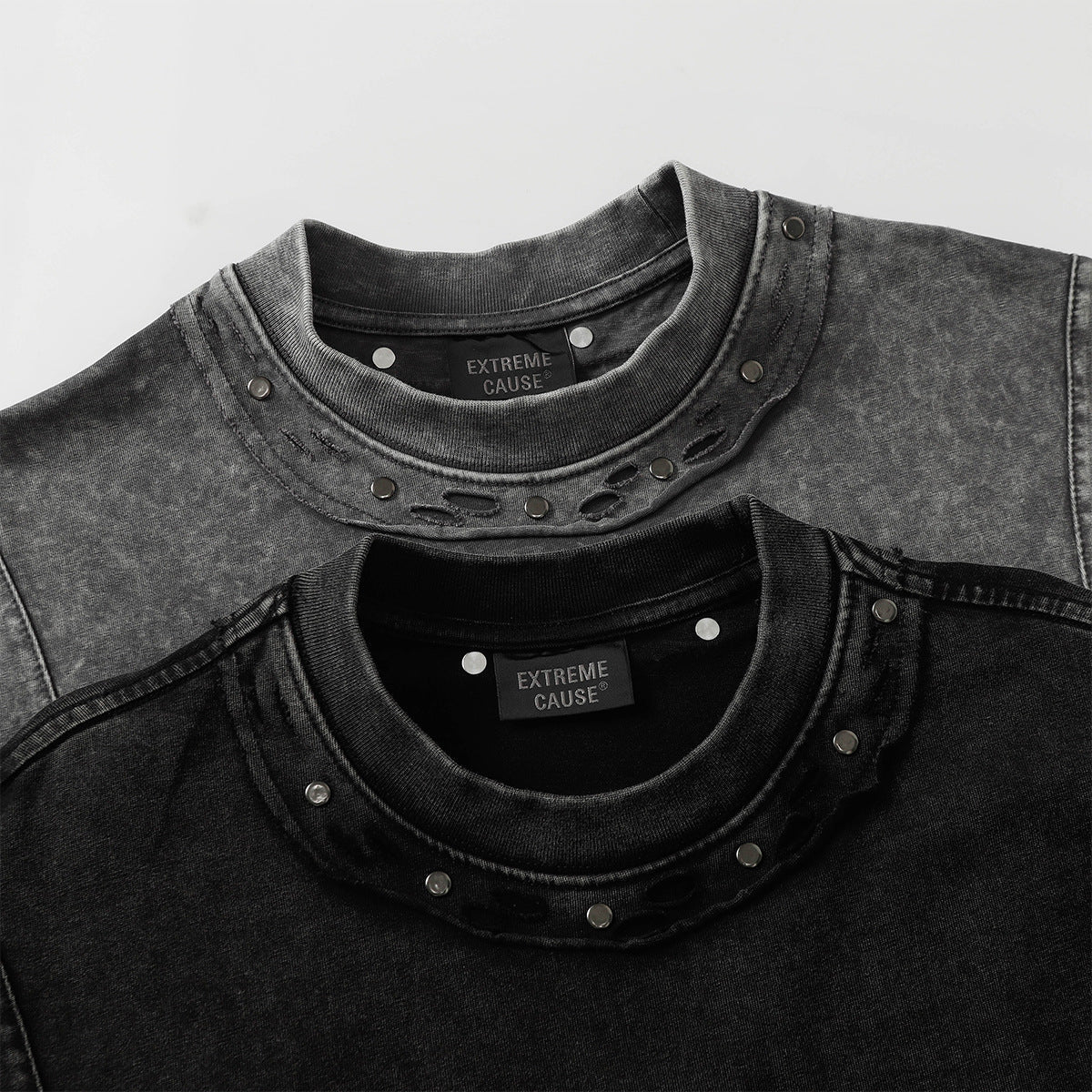 Heavy Washed Fade Stitching Short Sleeve T-Shirt