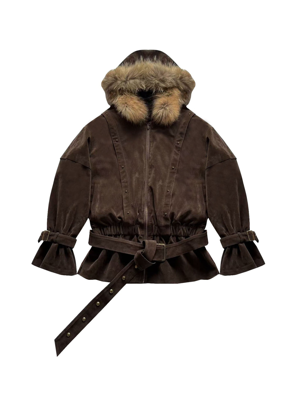 French Inspired Fleece Fake Rabbit Fur Lining Jacket