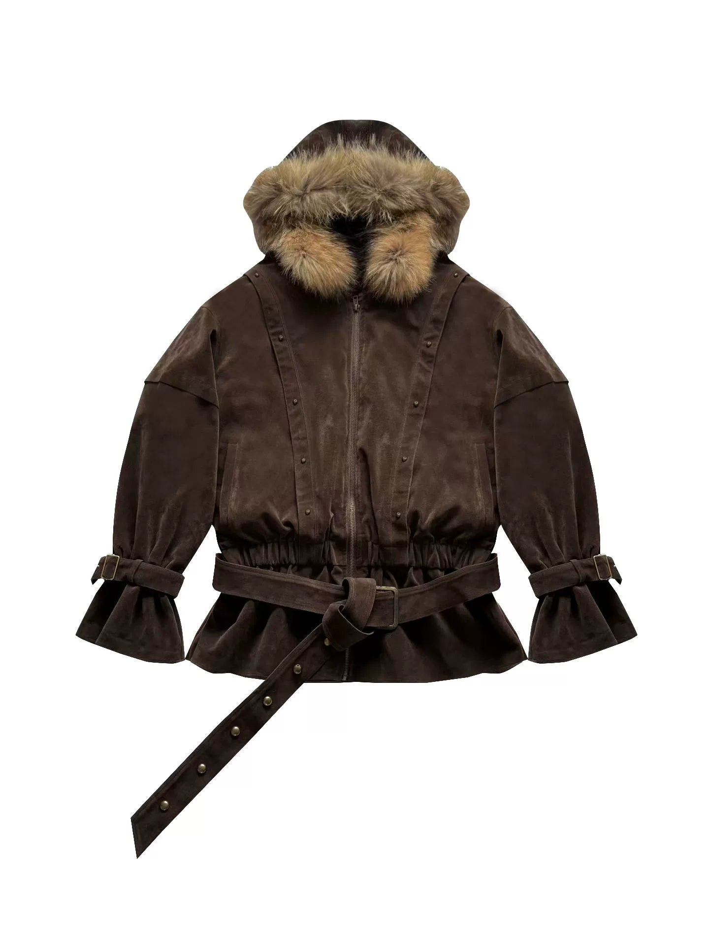 French Inspired Fleece Fake Rabbit Fur Lining Jacket