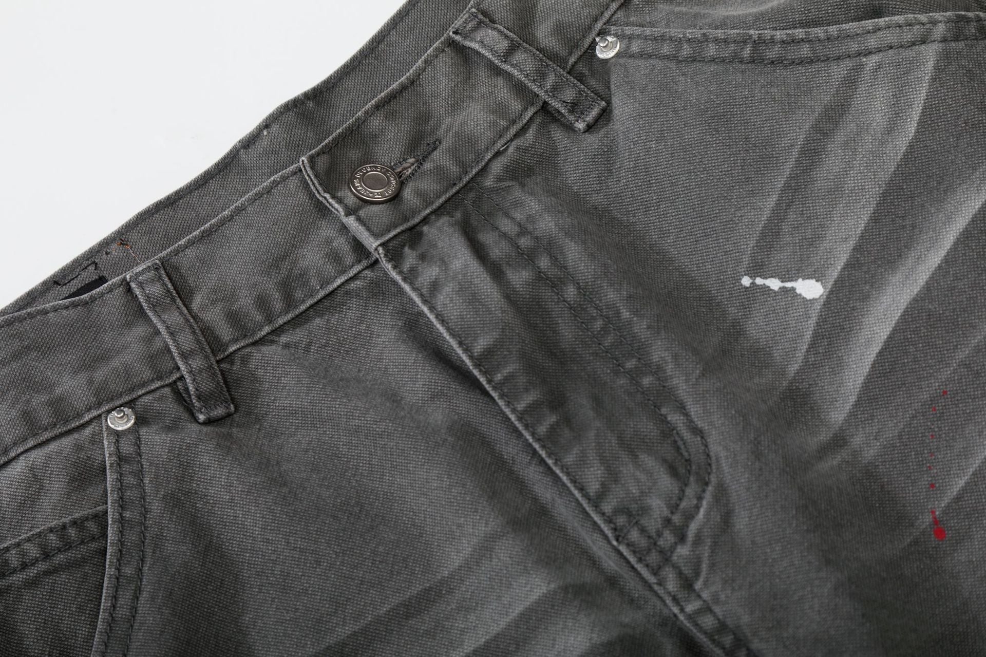 Whisker Ink Splash Curved Wide Leg Denim Jeans