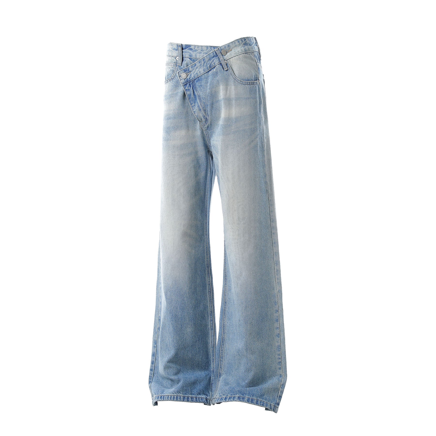 Dirty Washed Irregular Flare Denim Jeans