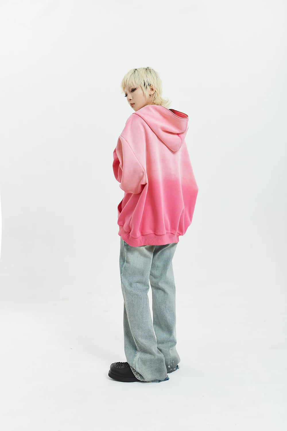 Gradient Half Zip Oversize Hoodie