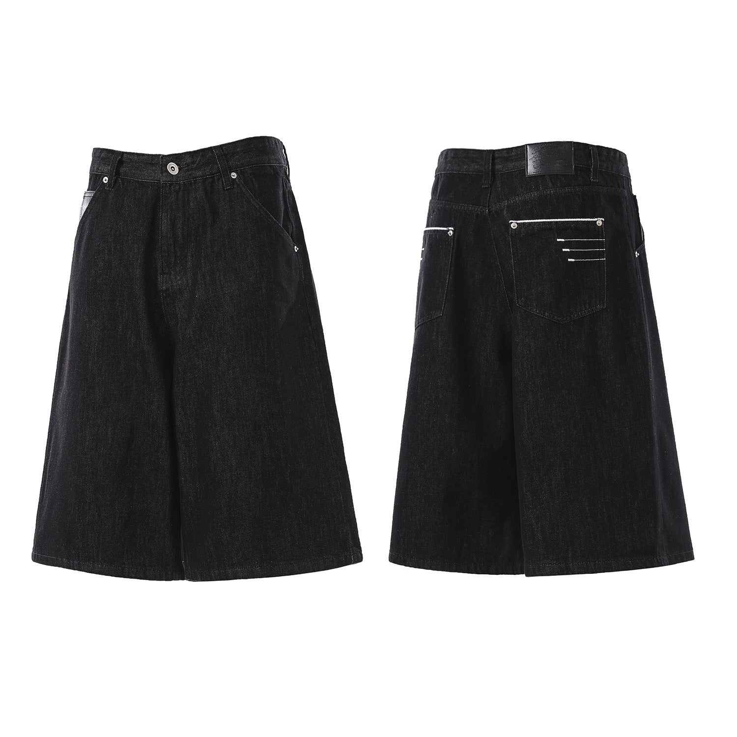 Raw Wash Wide Leg Denim Jort