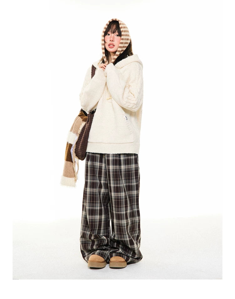 Hooded Toggle-Front Knit Sweater