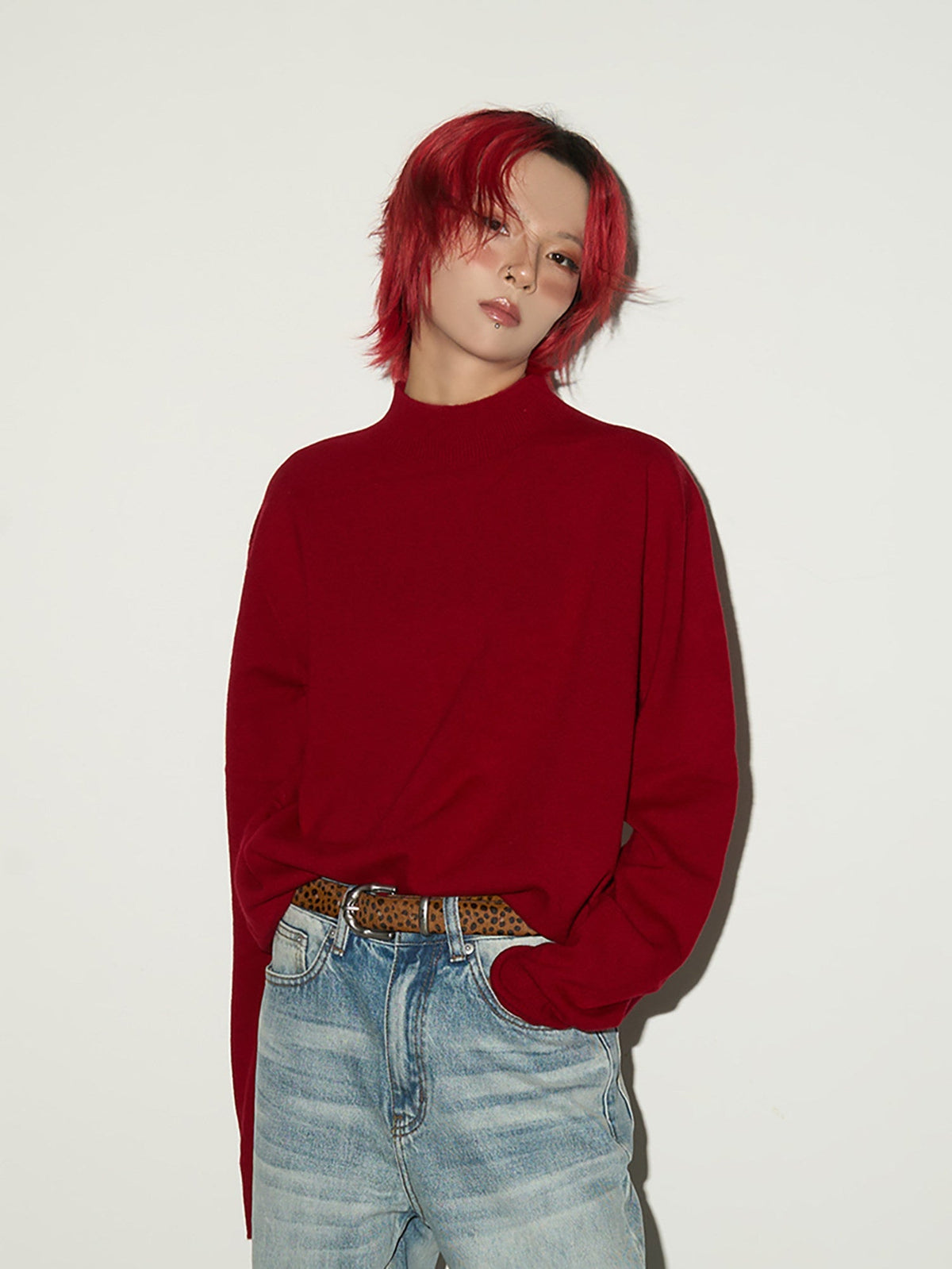 Bottle Neck Oversize Knit Sweater