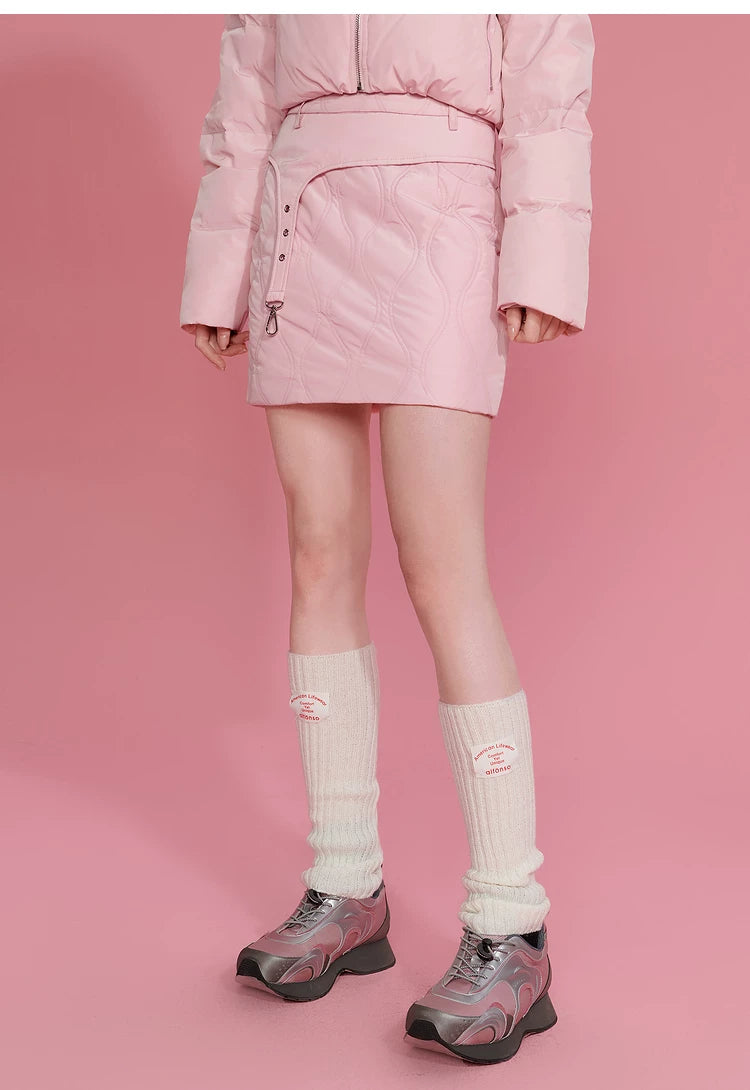 Ensemble veste courte légère en duvet de canard blanc et jupe