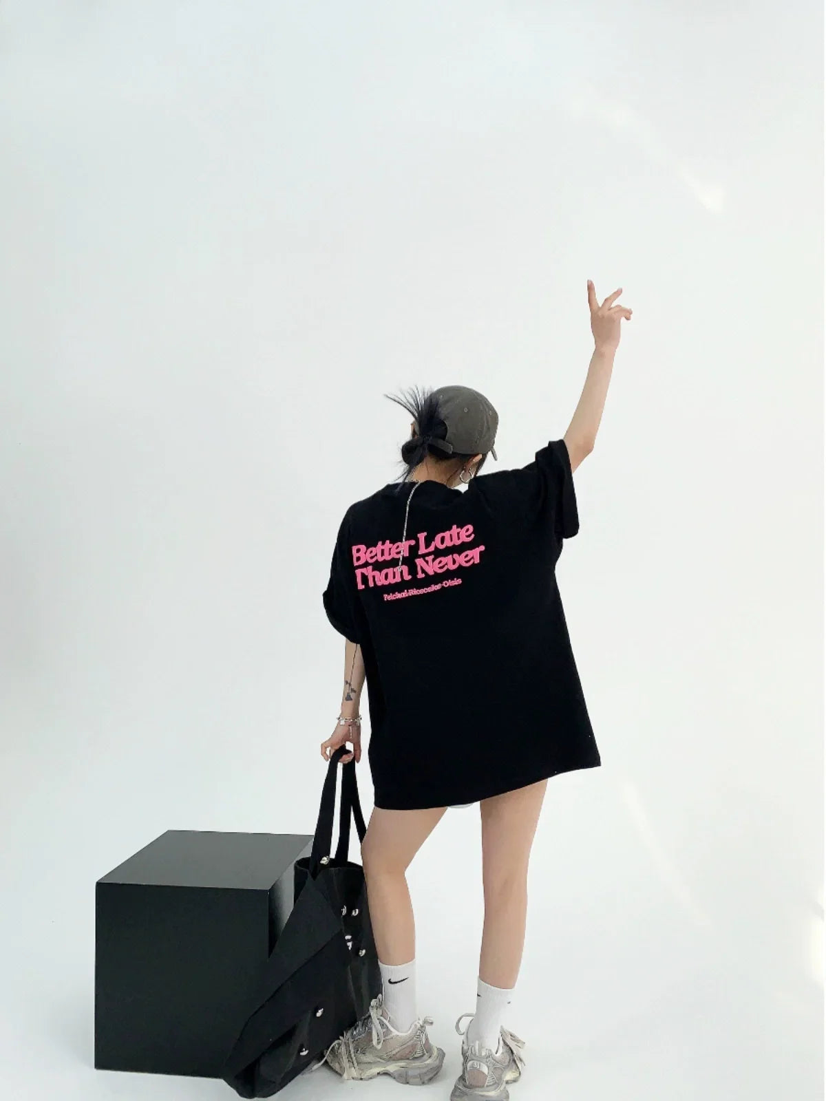 Pink Print Oversize Short Sleeve T-Shirt