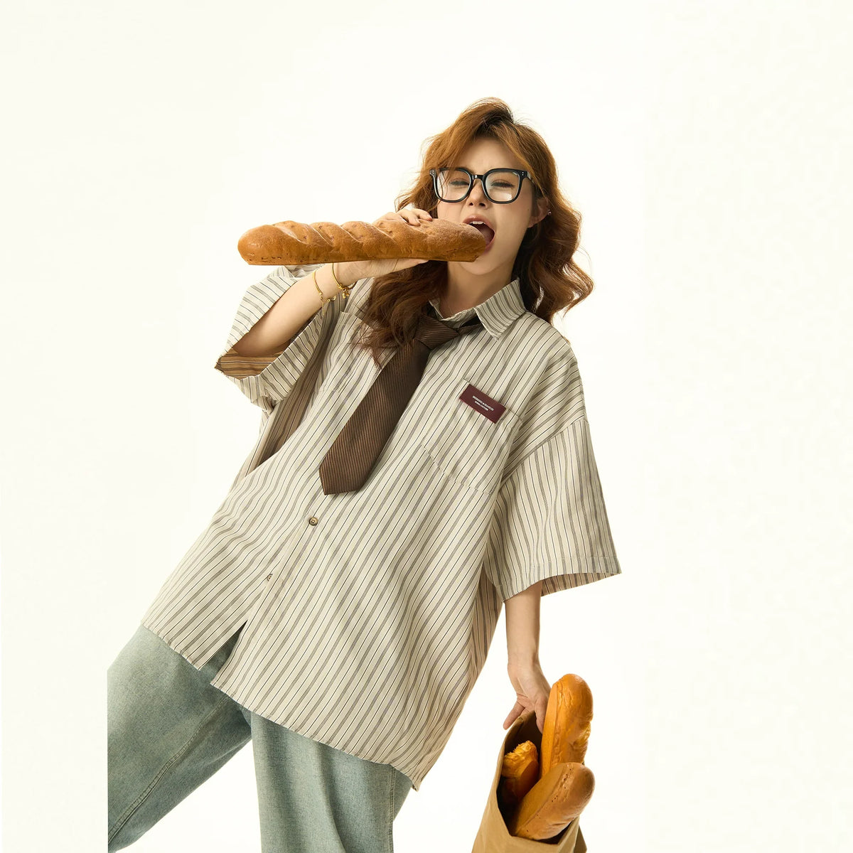 Striped Oversize Short Sleeved Shirt