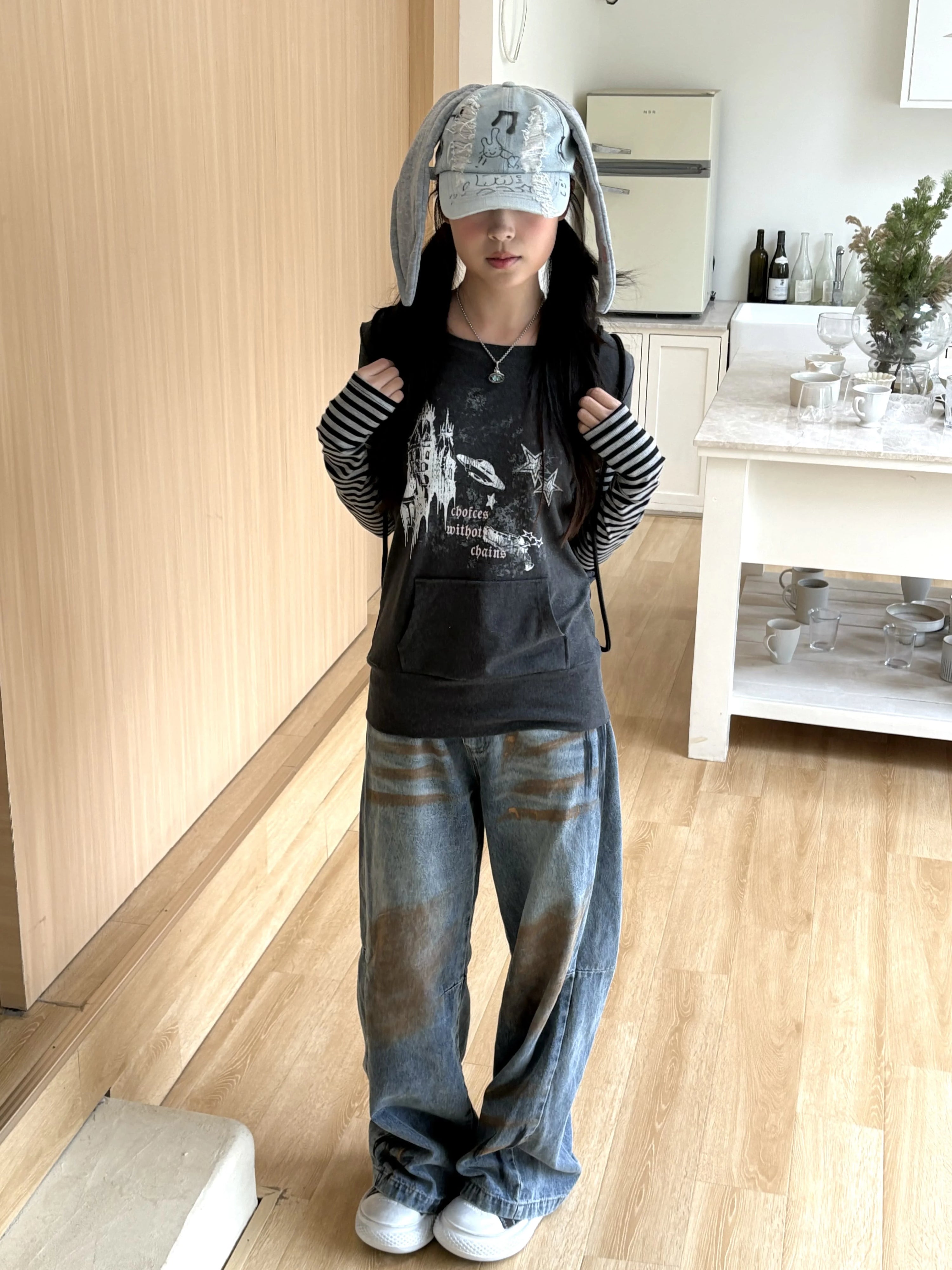 Stripe Patchwork Pullover Hoodie