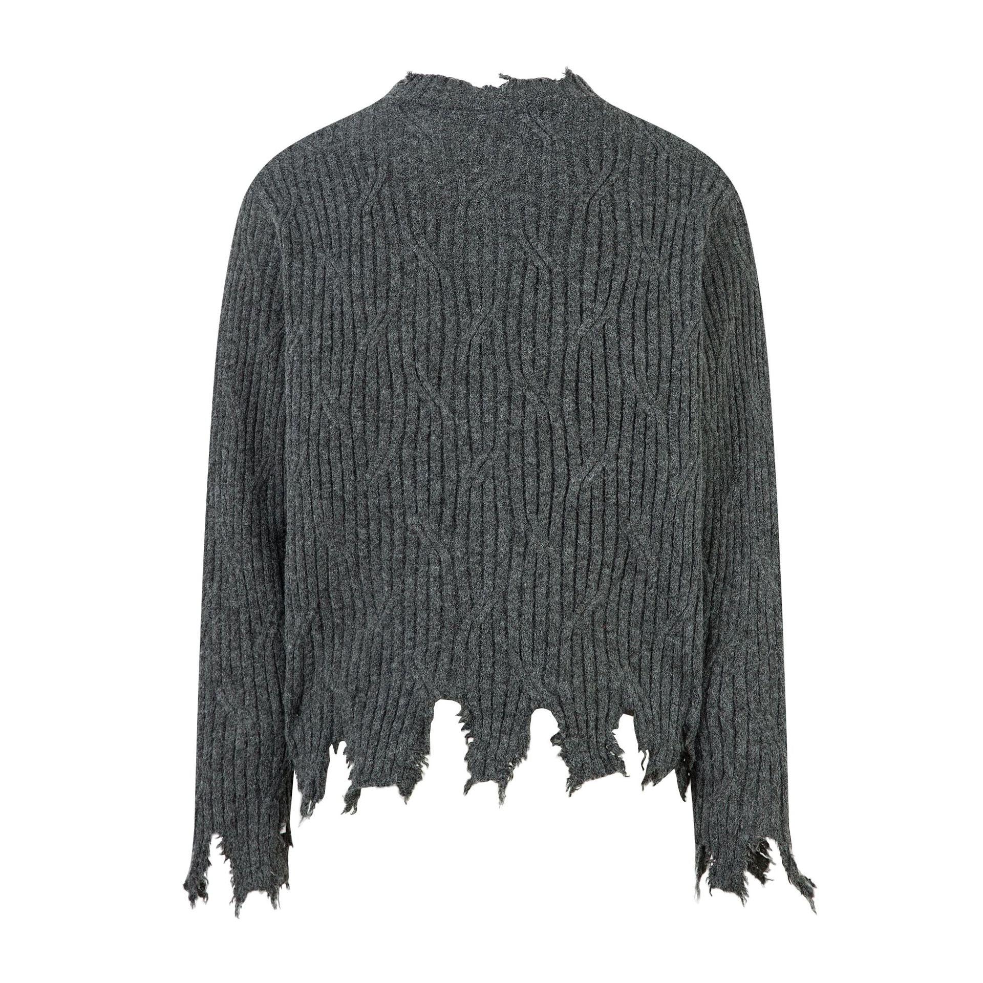 Frayed Hem Oversize Knit Sweater