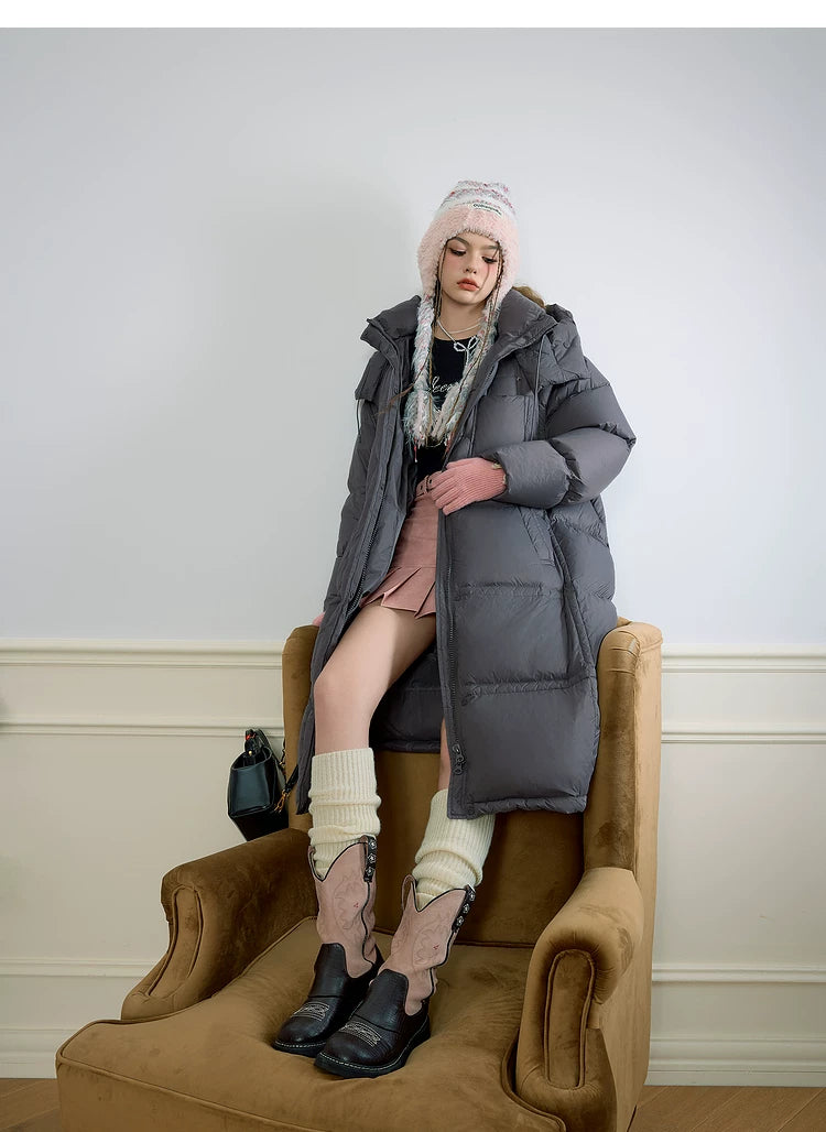 Hooded White Duck Down Coat
