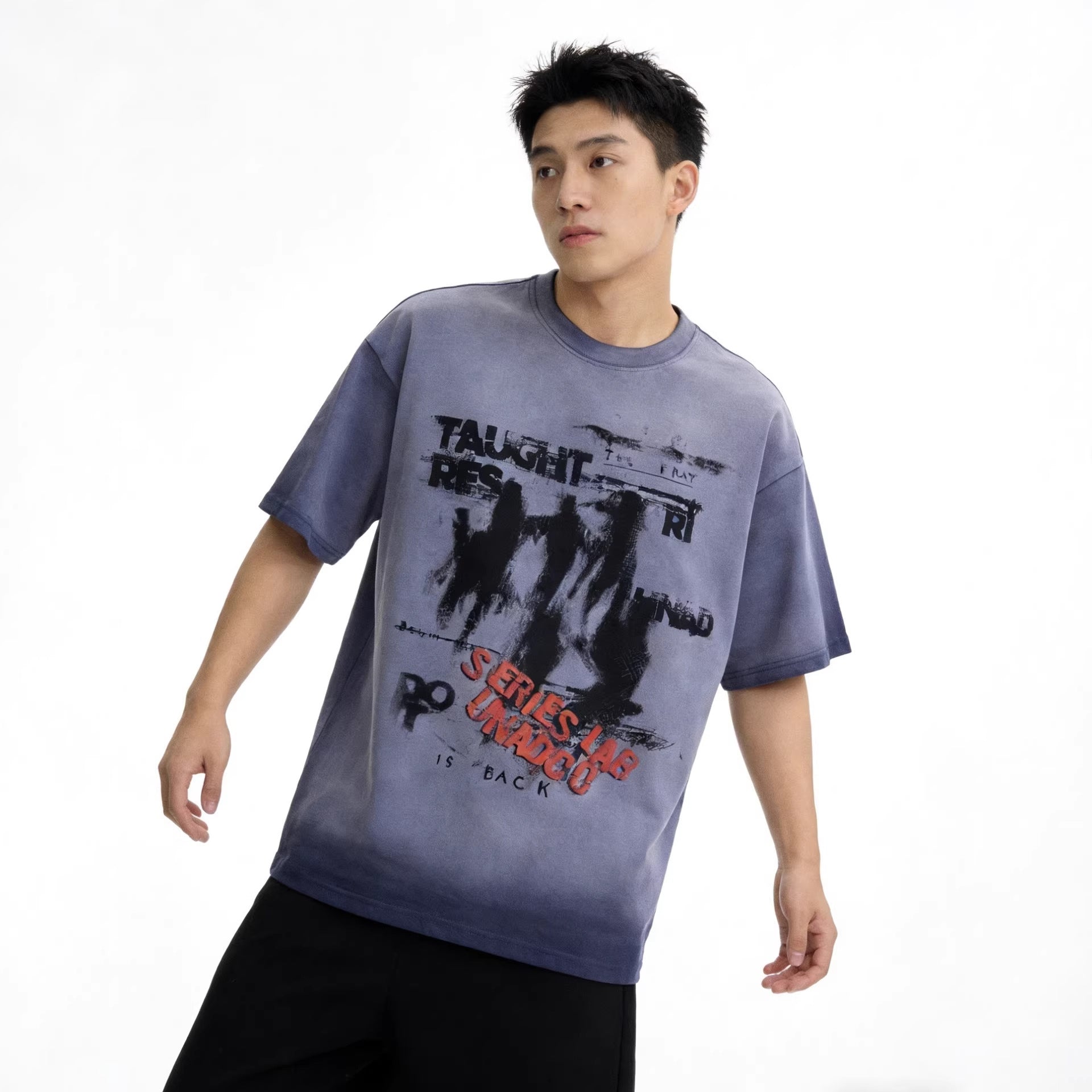 Dark Graffiti Print Short Sleeve T-Shirt