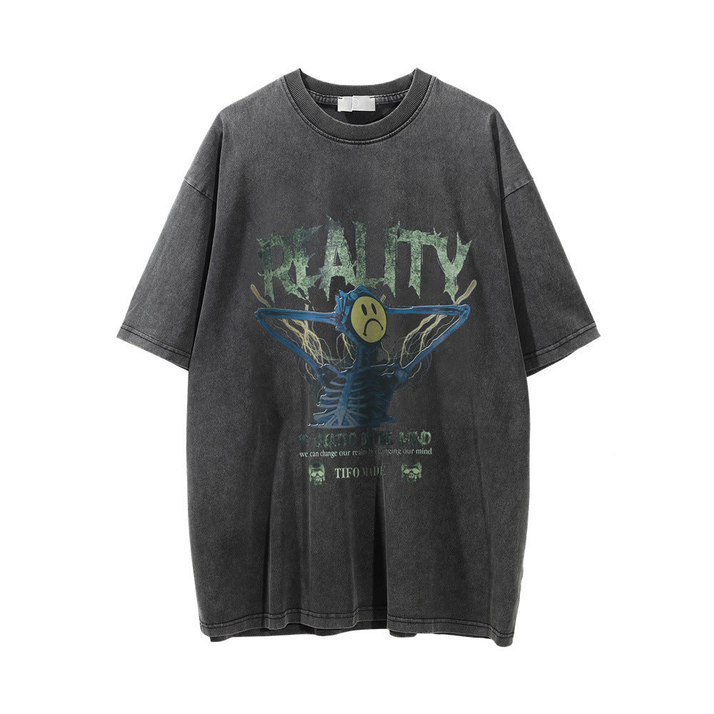 T-shirt imprimé squelette triste