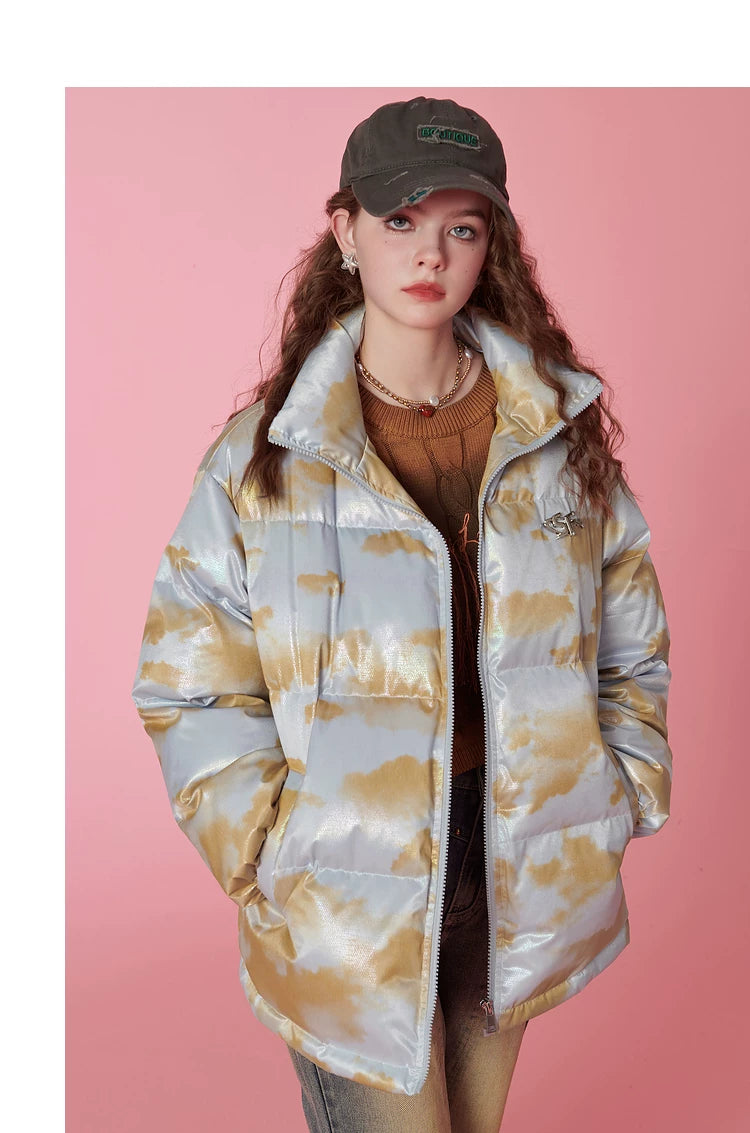 Oversize High-Neck White Duck Down Jacket