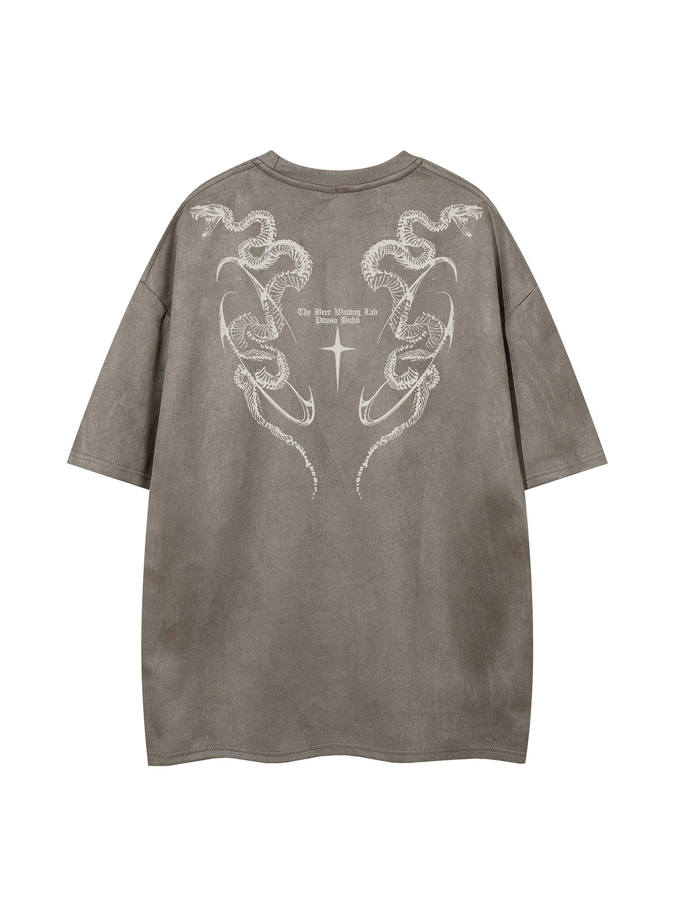 Python Print Suede Letter Print Short Sleeve T-Shirt