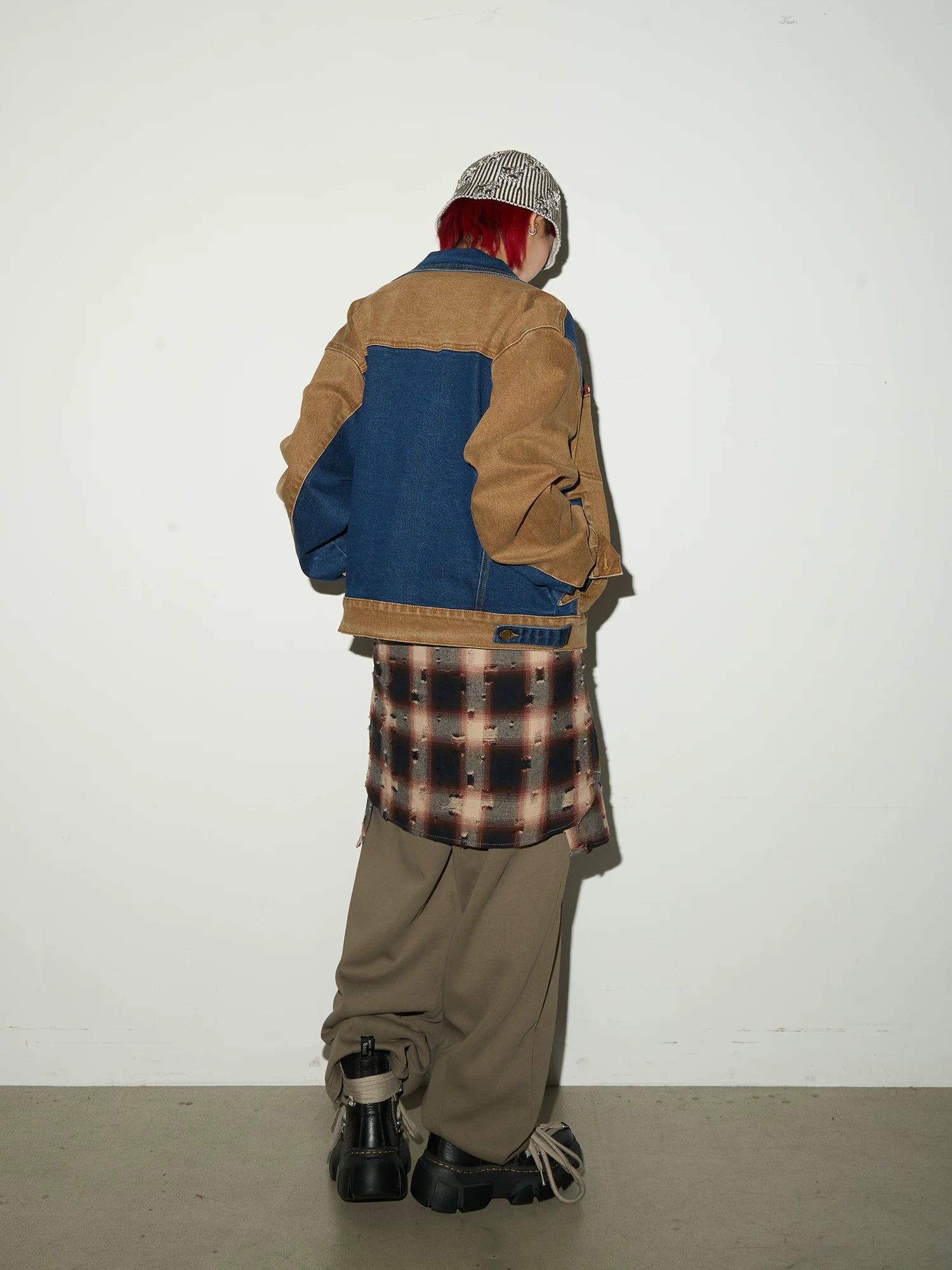 Ripped Plaid Oversize Long Sleeve Shirt
