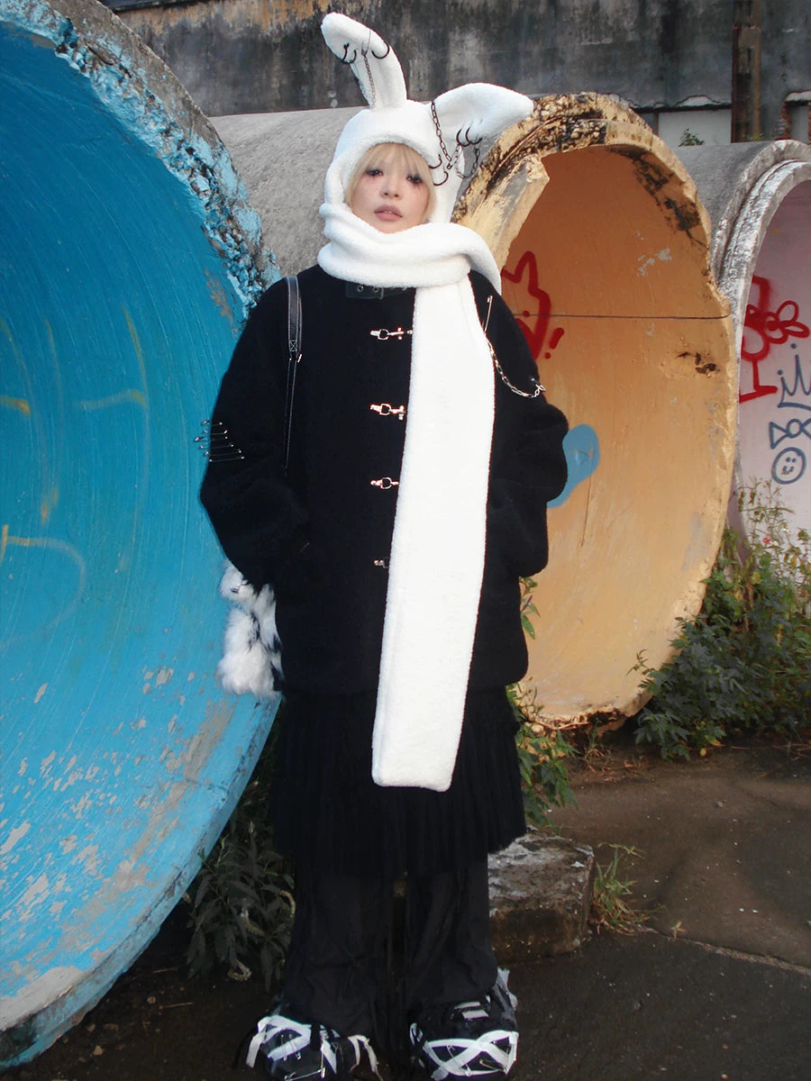 Rabbit Plush Ear Scarf Hat