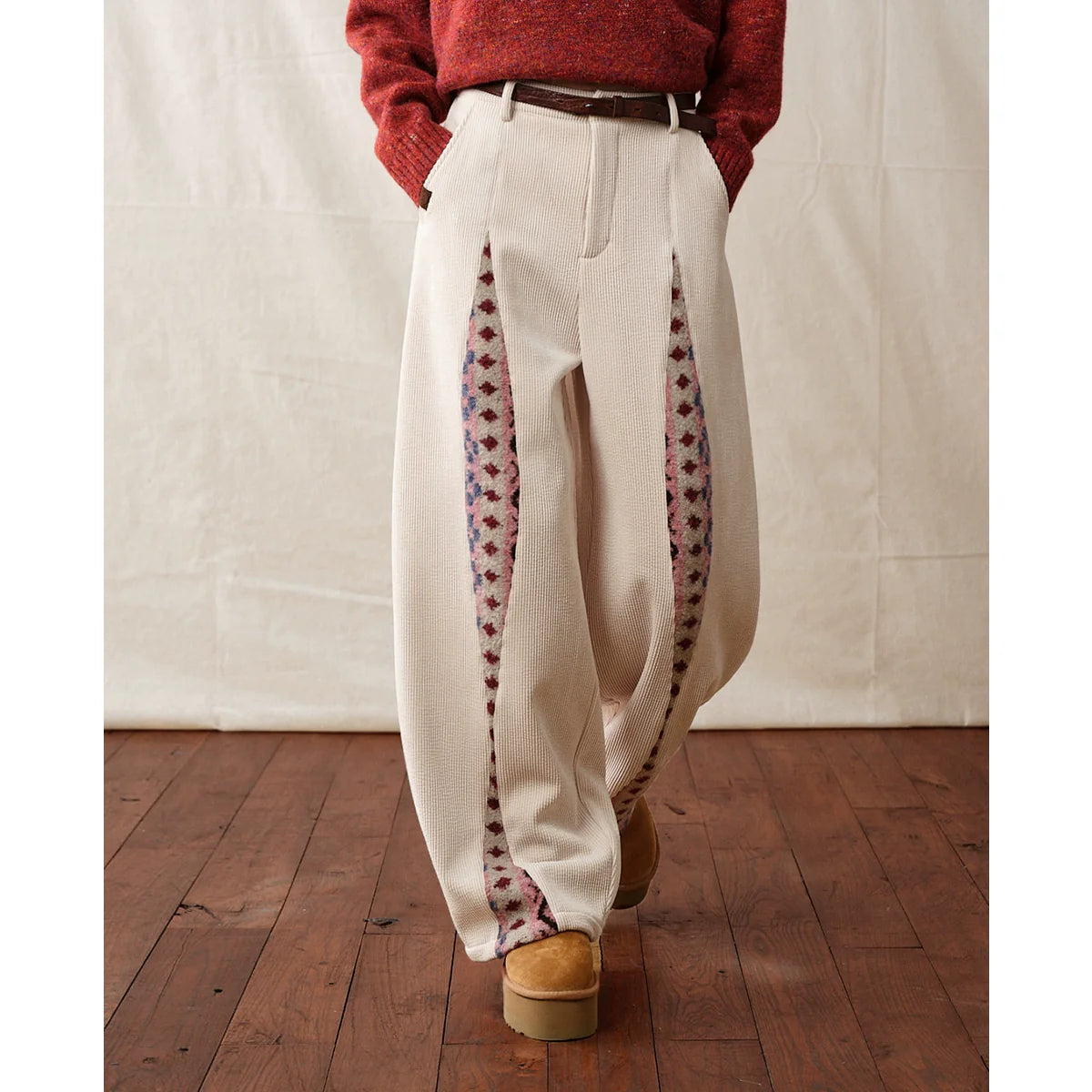Boho Corduroy Wide-Leg Pants