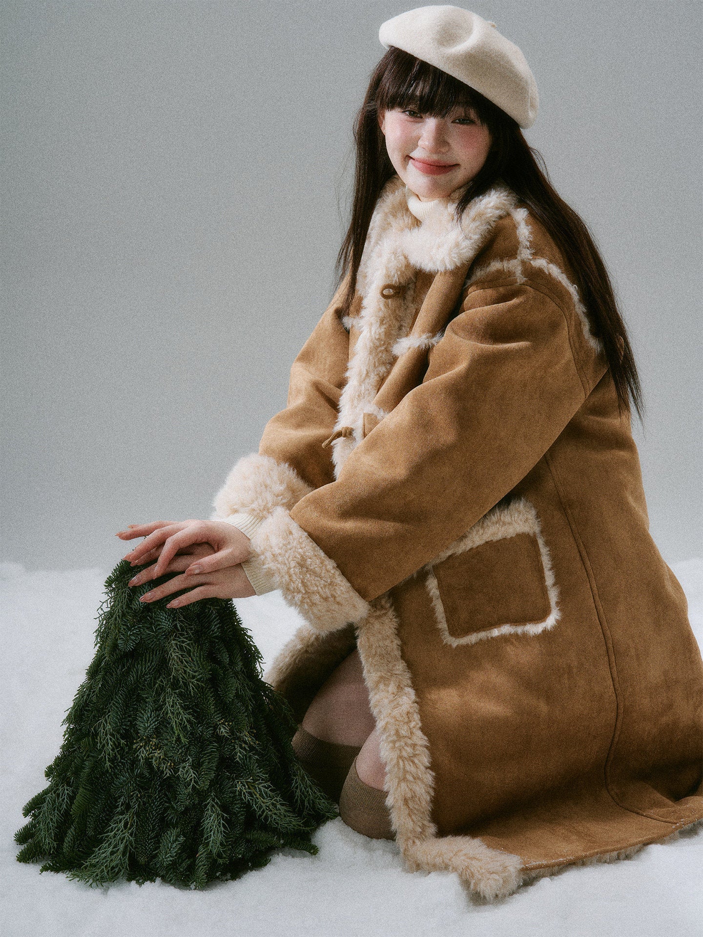 Cream Oak College Vintage Fur Horn Button Coat