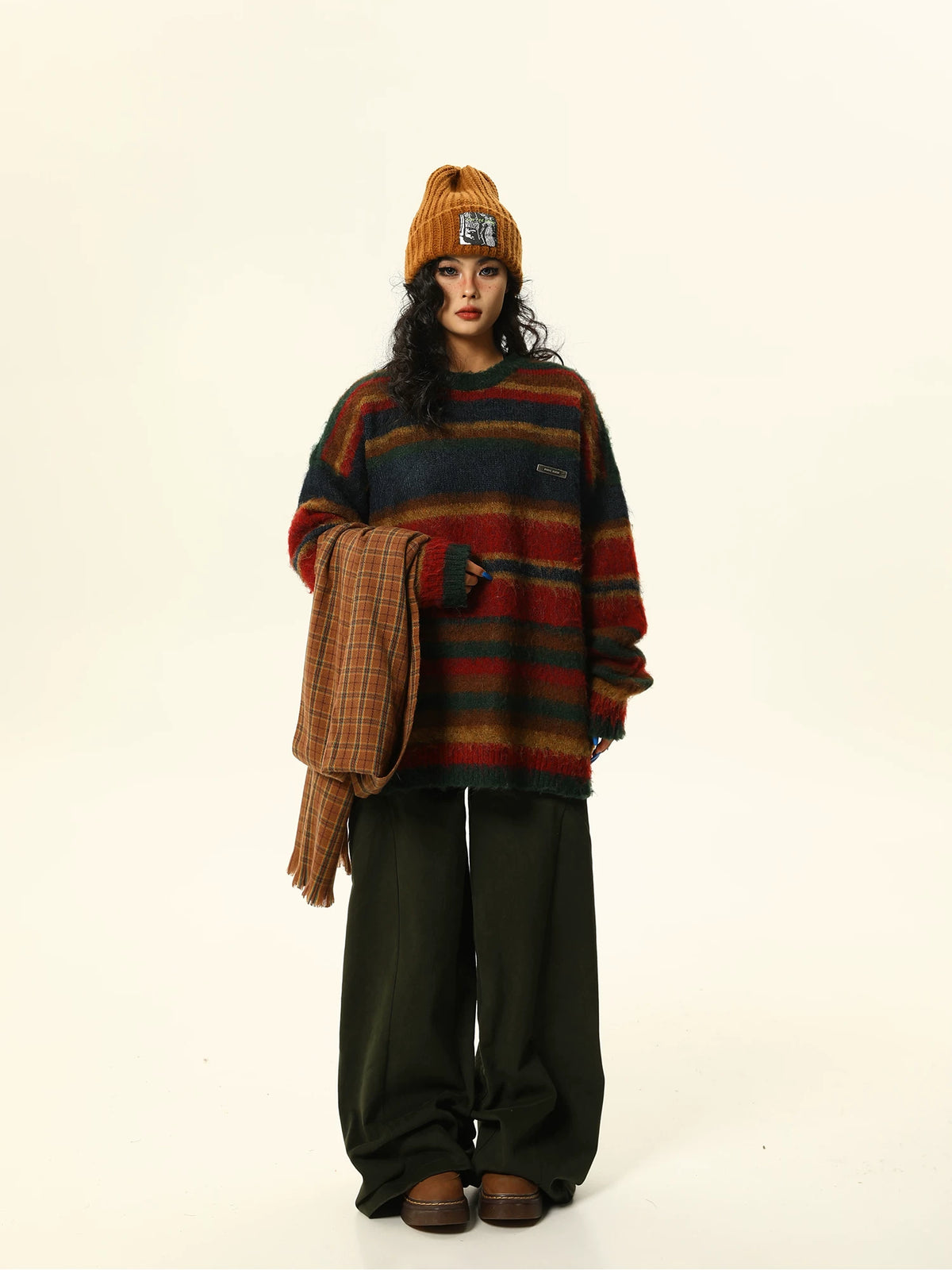Retro Contrasting Knit Sweater