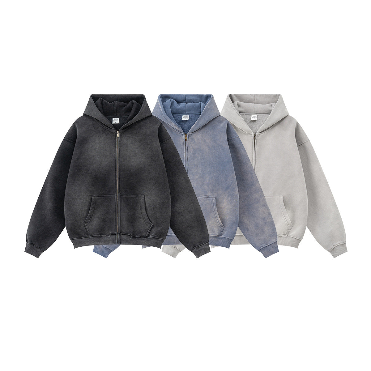 Washed Lining Zipper Hoodie