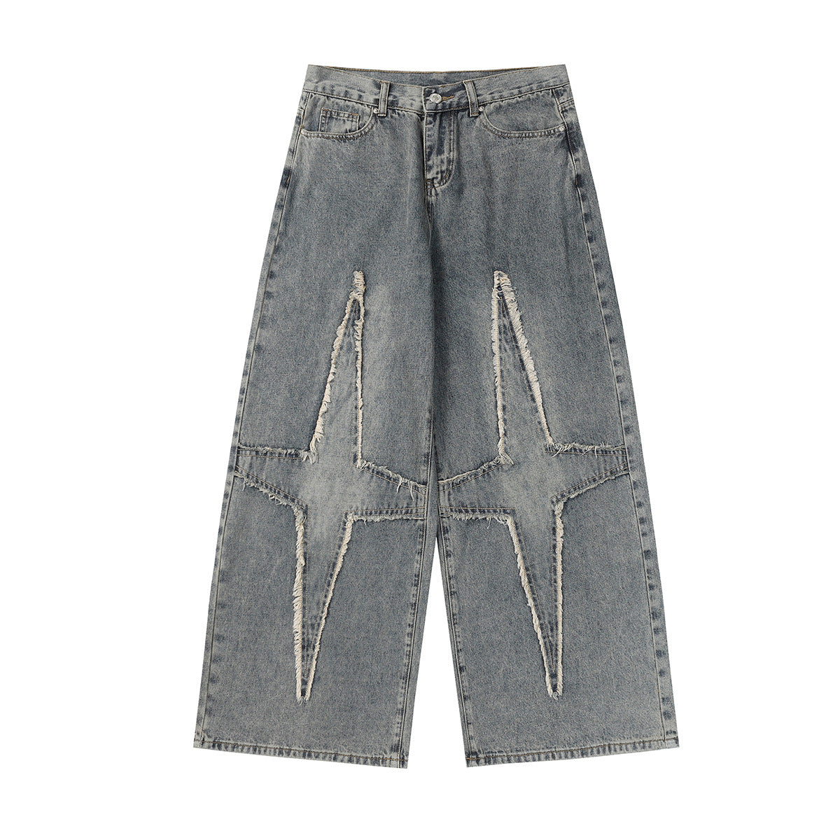 Panel Design Wide Leg Denim Jeans