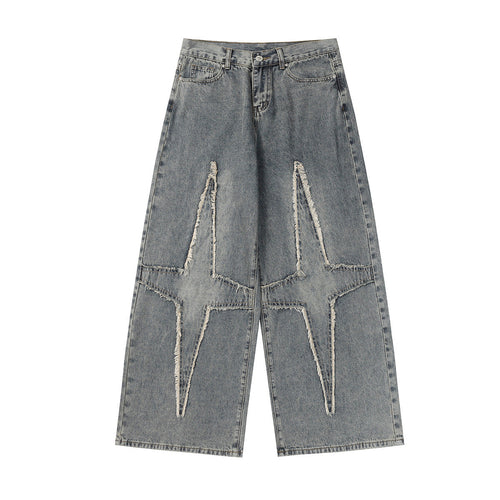 Jean large à empiècements - Bleu / S