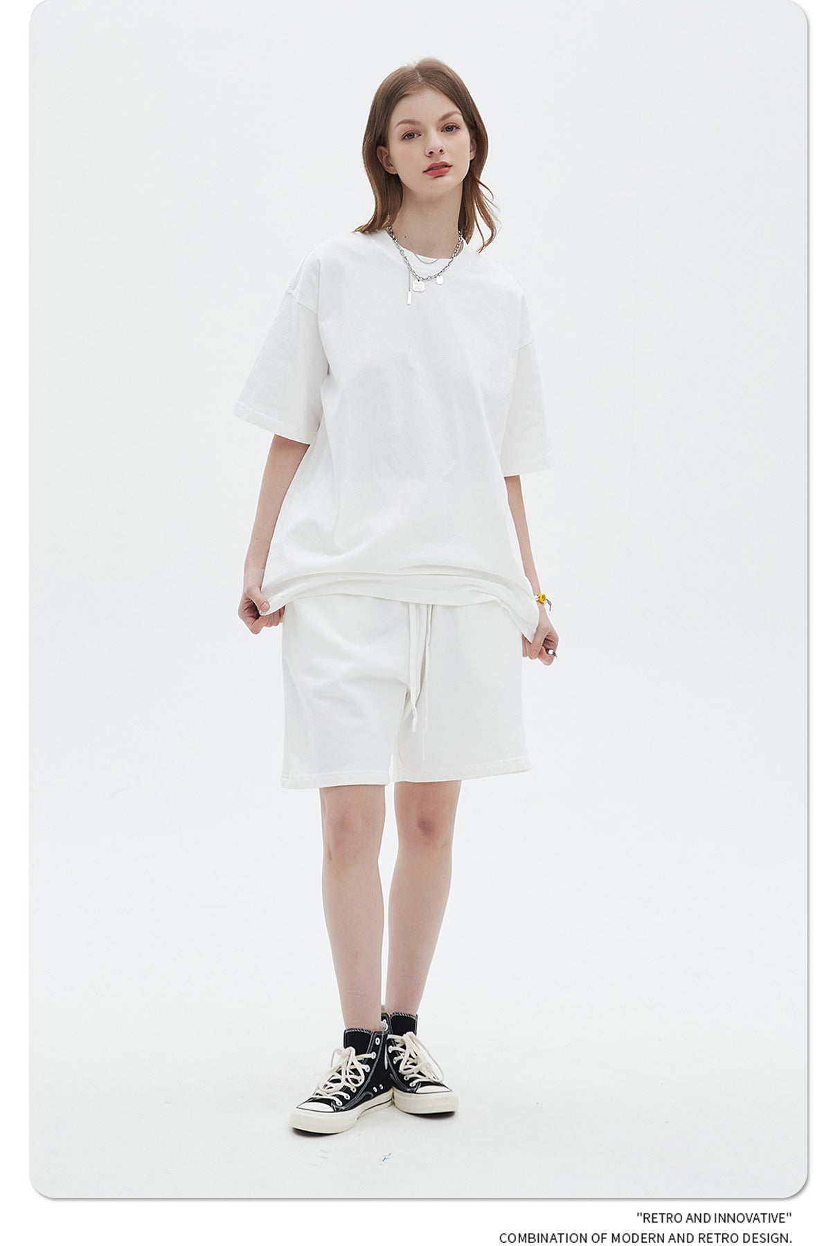 Oversize Washed Short-sleeve-T-shirt & Washed Short Sweatpants Setup