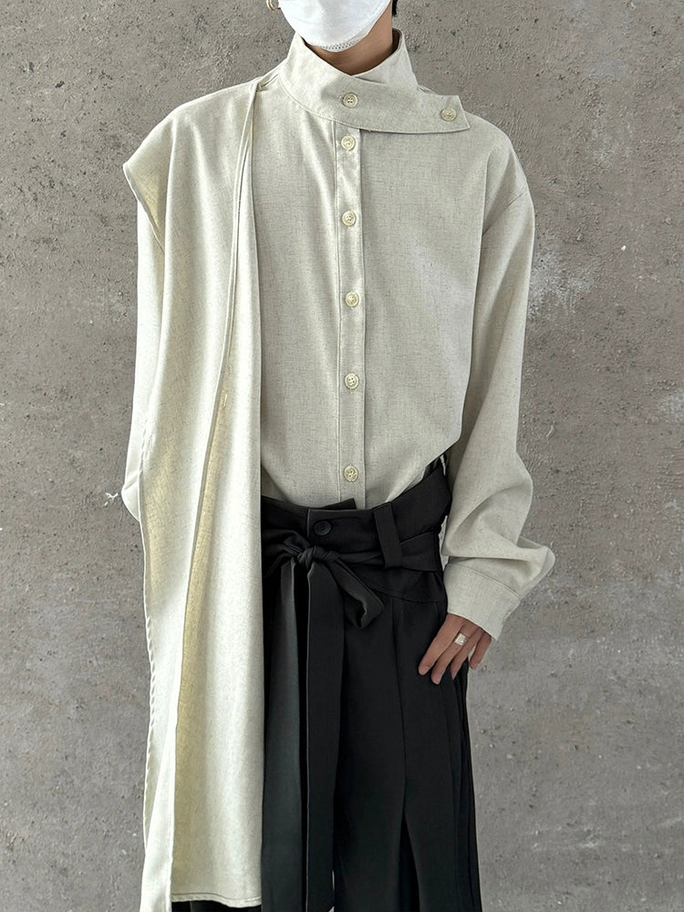 Chinese Style Standing-Collar Long Sleeve Shirt