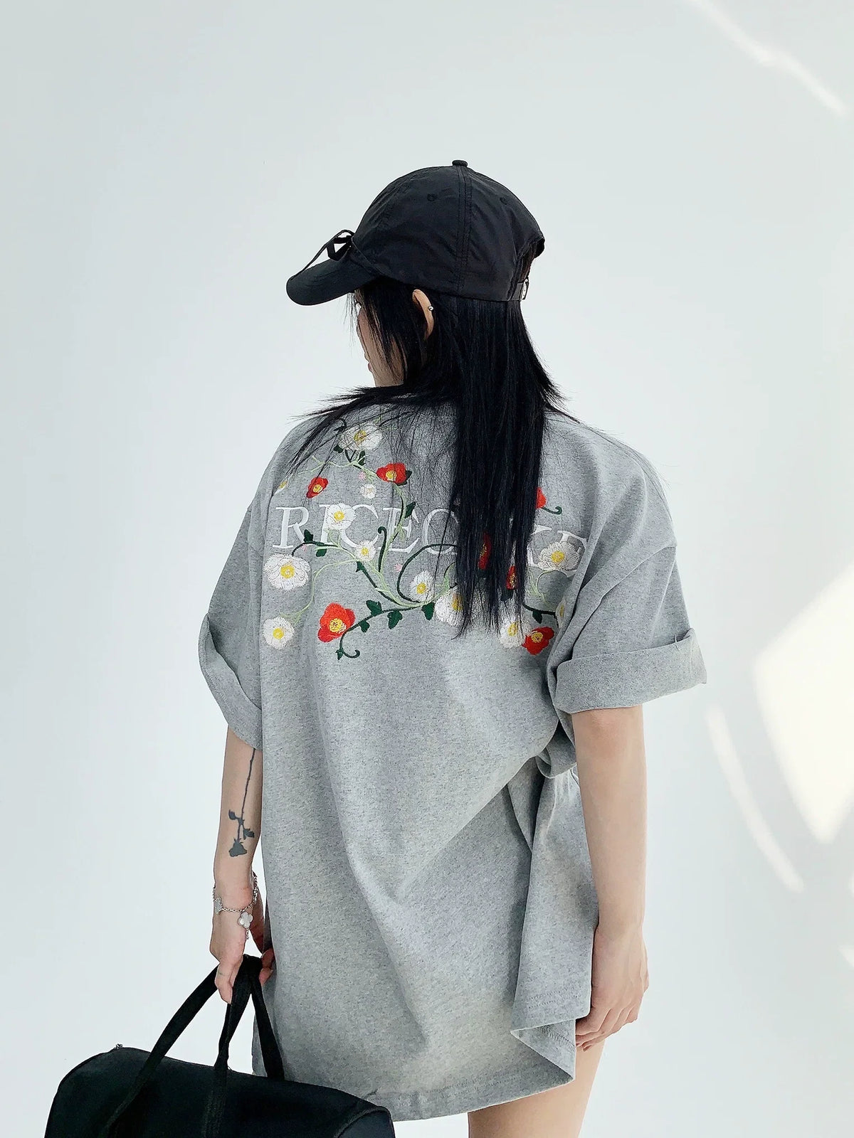 Oversized Flower Print Short Sleeve T-Shirt